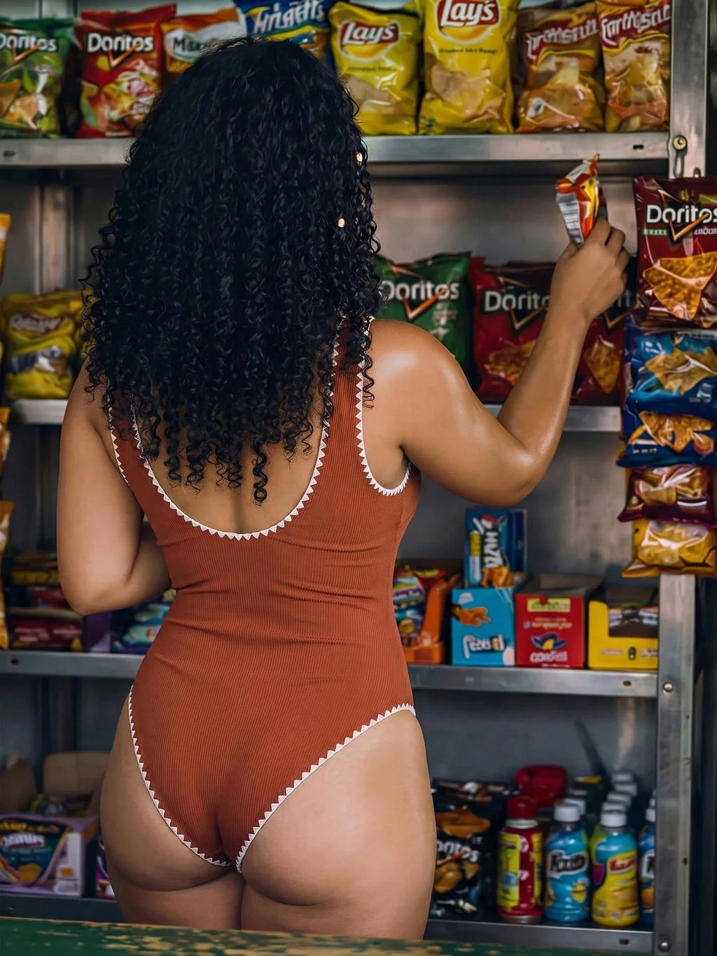 Swim Vcay 2026 New Orange Textured One-Piece Swimsuit,Ladies Monokini Decorated With Seashells And Contrast - image 16