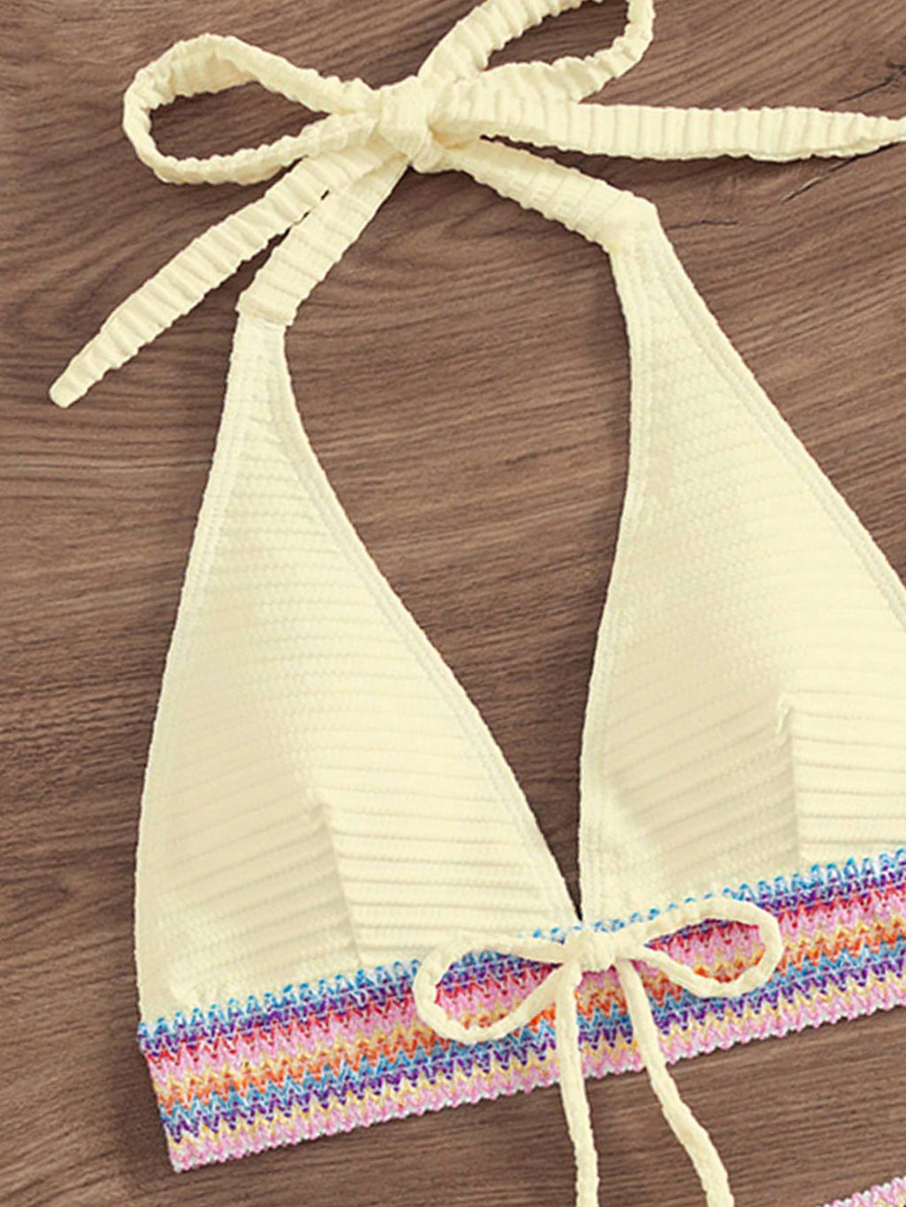 Swim Vcay 2pcs Spring Break Tie-Dye Halter Wrap Back Beach Bikini Set,Casual Holiday Party Festival Beach - image 3