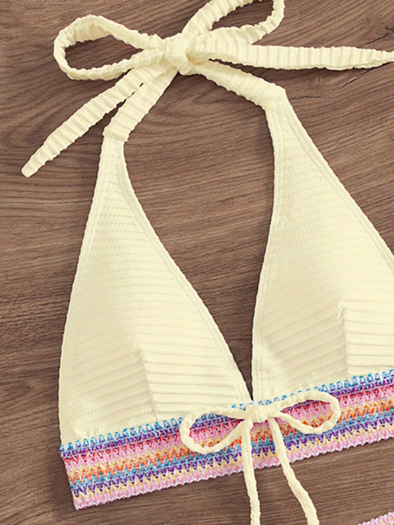 Swim Vcay 2pcs Spring Break Tie-Dye Halter Wrap Back Beach Bikini Set,Casual Holiday Party Festival Beach - image 3