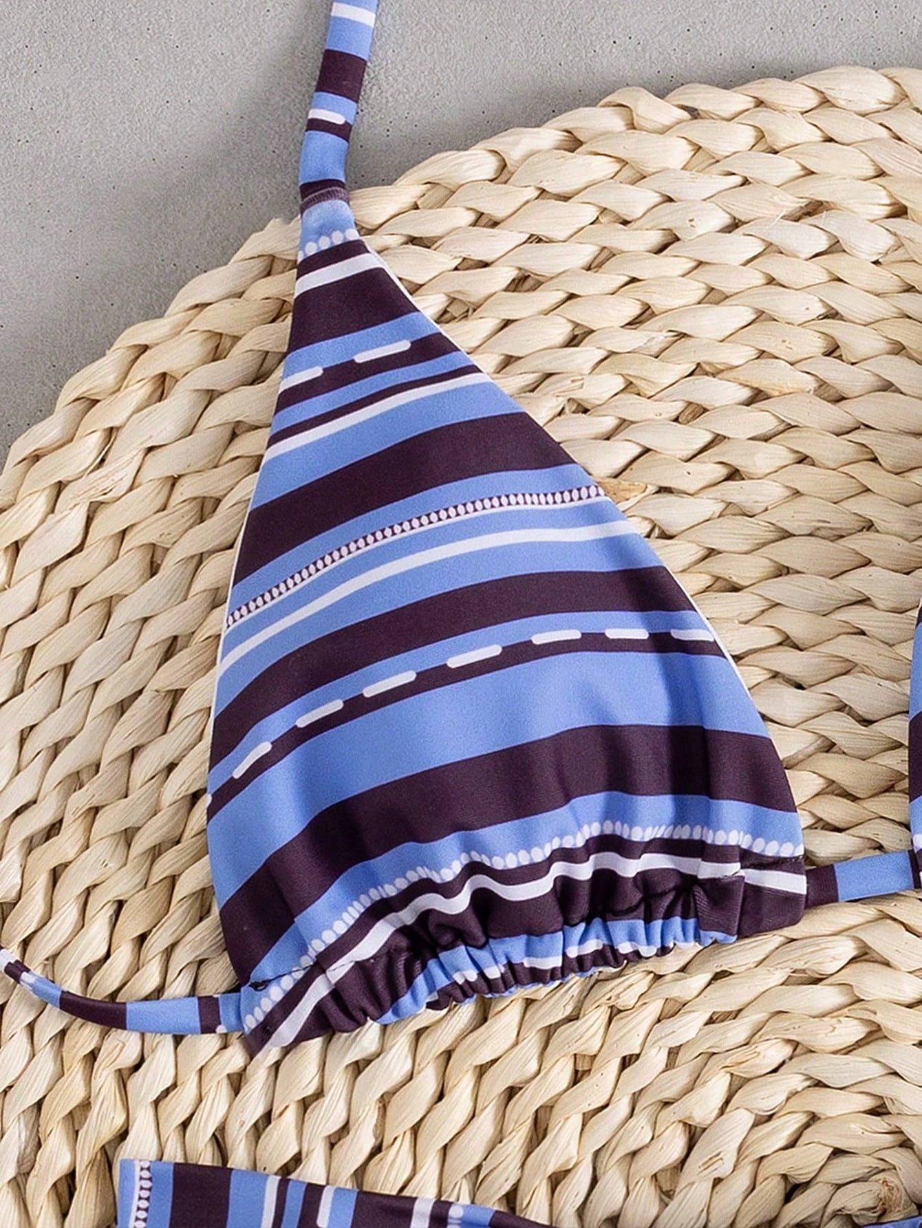 Women's Sexy Colorful Striped Bohemian Style Halter Tie Back Bikini