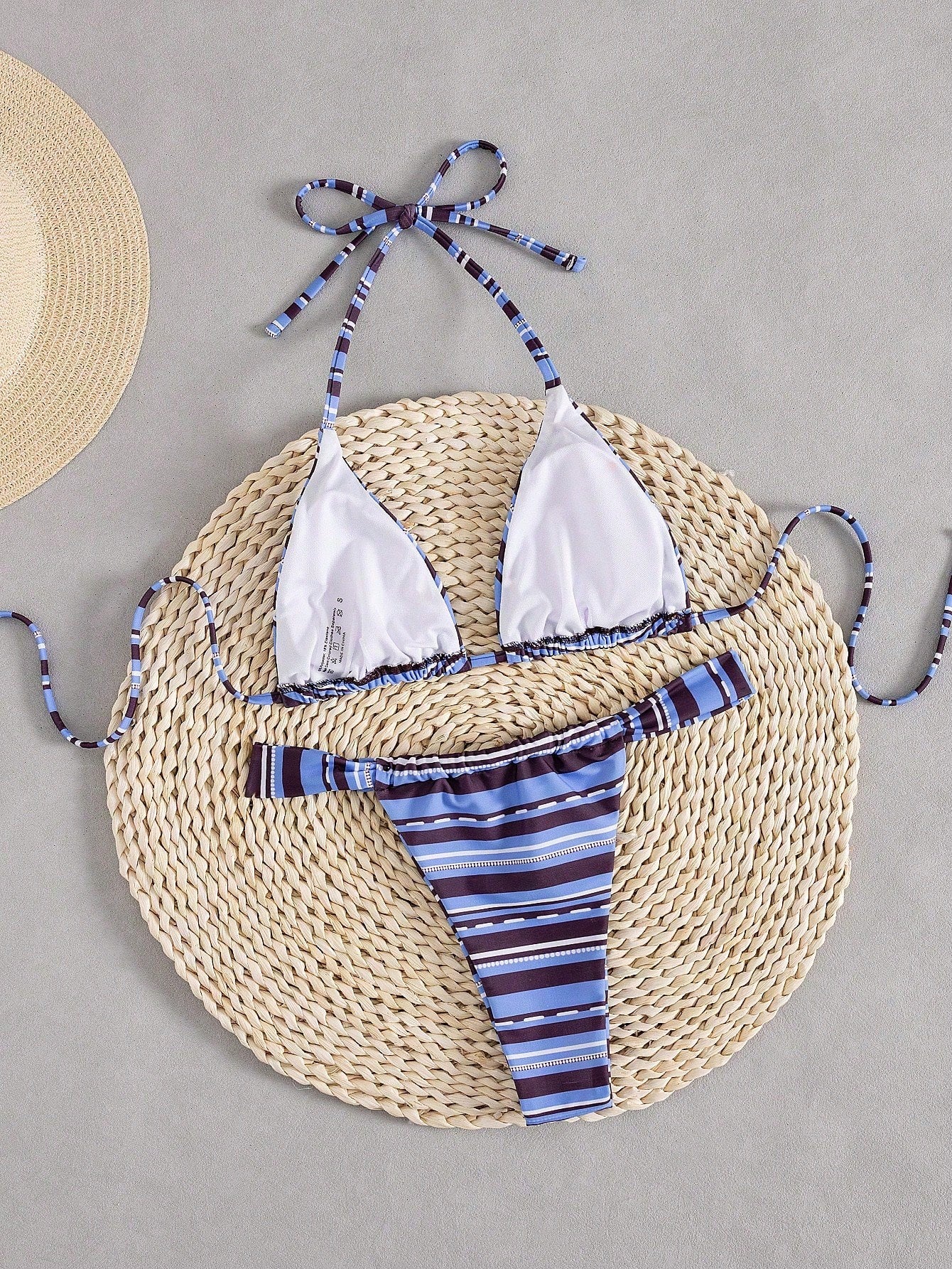 Women's Sexy Colorful Striped Bohemian Style Halter Tie Back Bikini