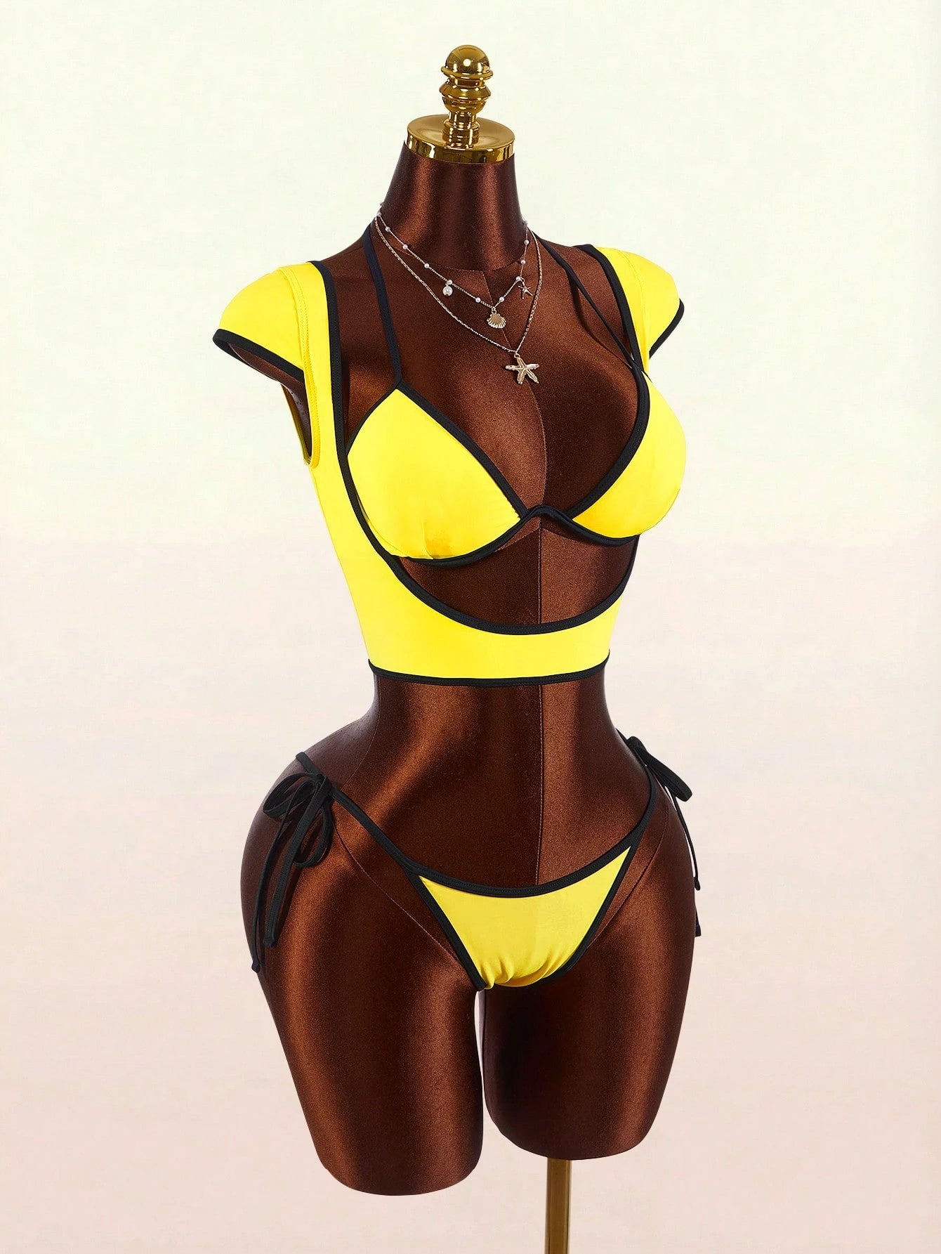 Amplova Women's Swimwear Set With Underwire Cups, Contrast Trim,