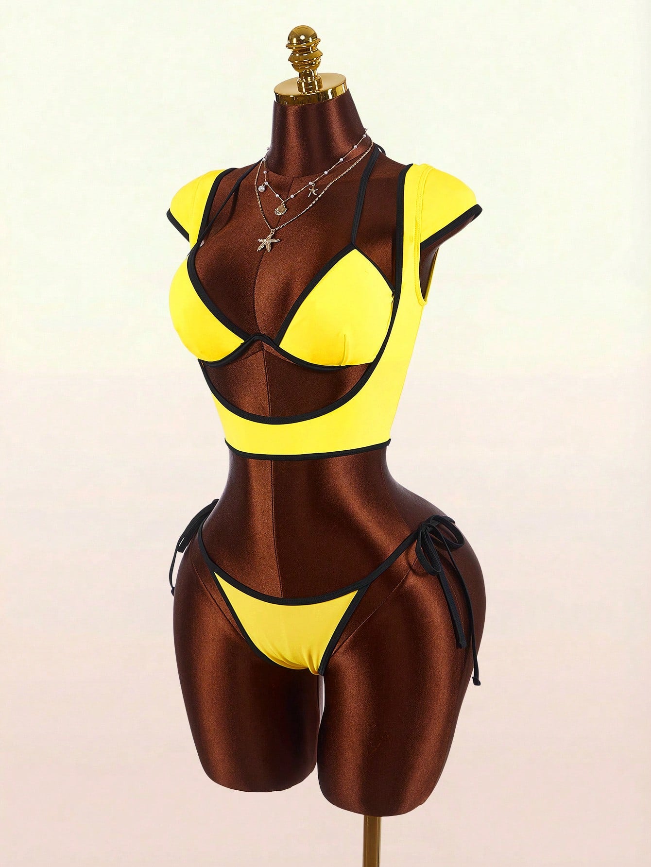 Amplova Women's Swimwear Set With Underwire Cups, Contrast Trim,