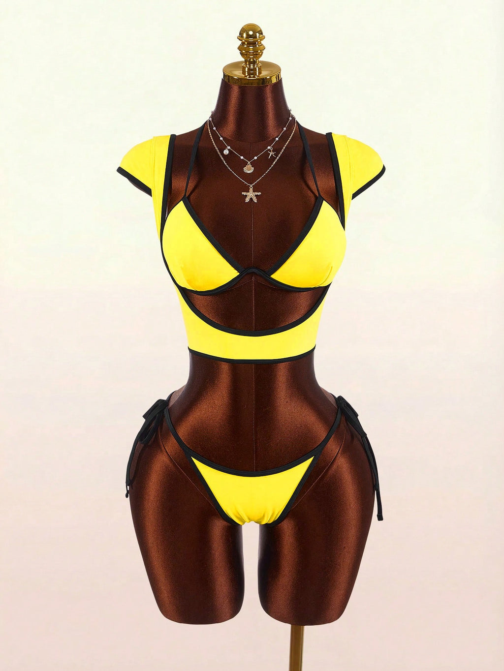 Amplova Women's Swimwear Set With Underwire Cups, Contrast Trim,