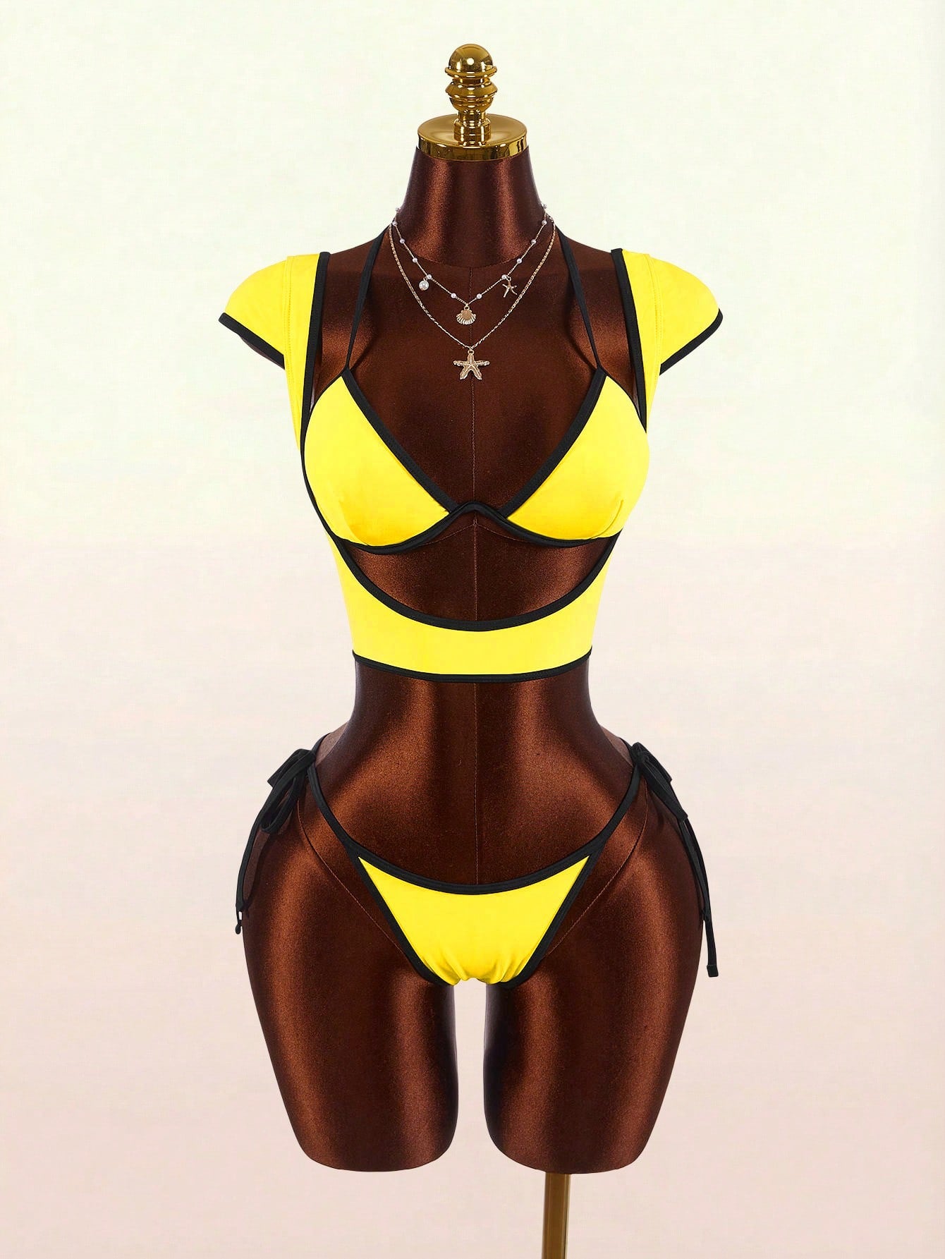 Amplova Women's Swimwear Set With Underwire Cups, Contrast Trim,