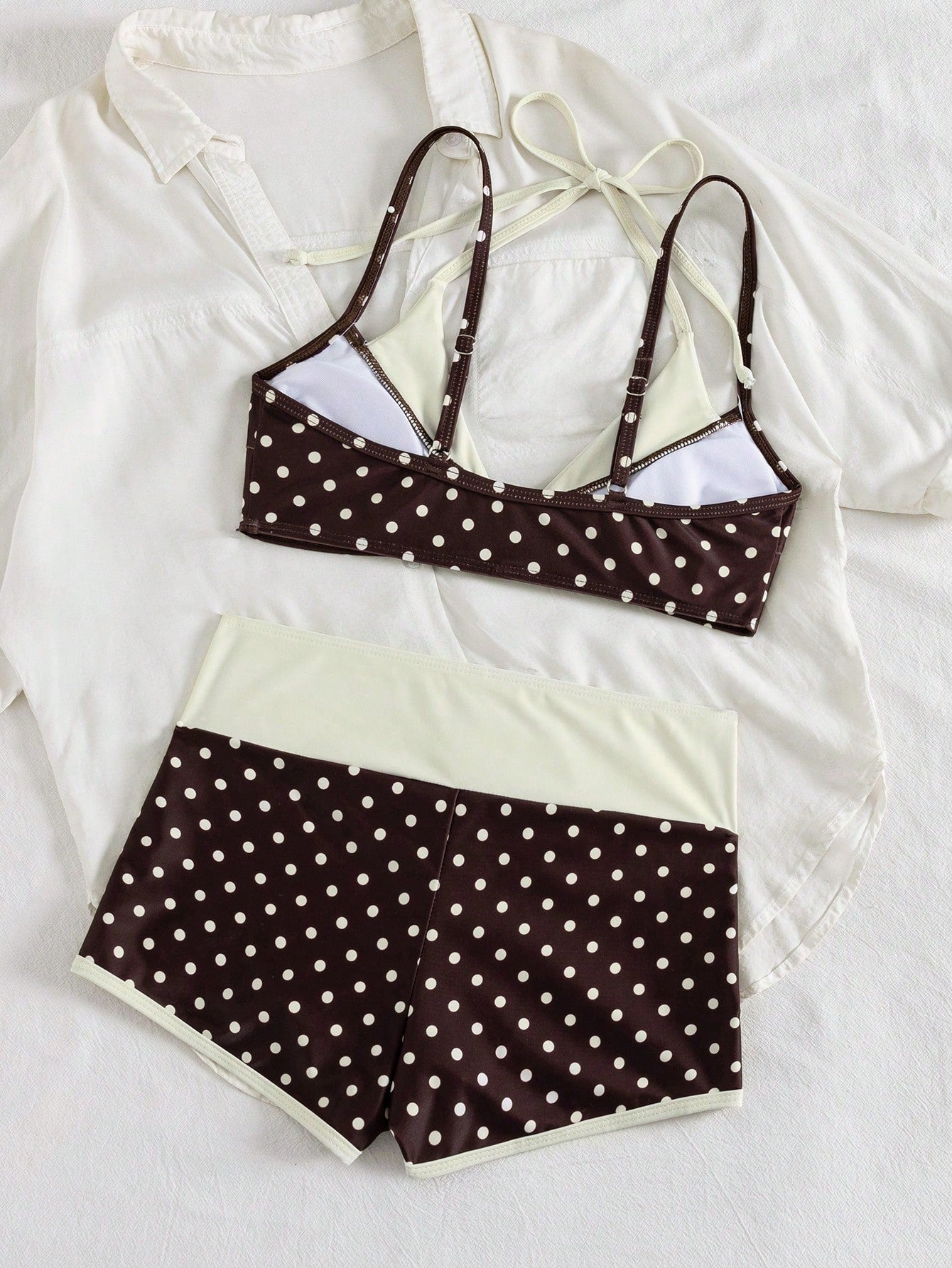 Bonvoyette New Arrival Spring/Summer American Retro Pink & Blue Cartoon Dopamine Sardine Print Halter - image 2
