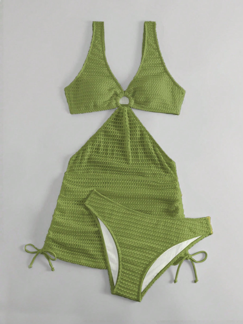 Swim Vcay Women's Solid Color Hollow Out Vacation Style Bikini Set