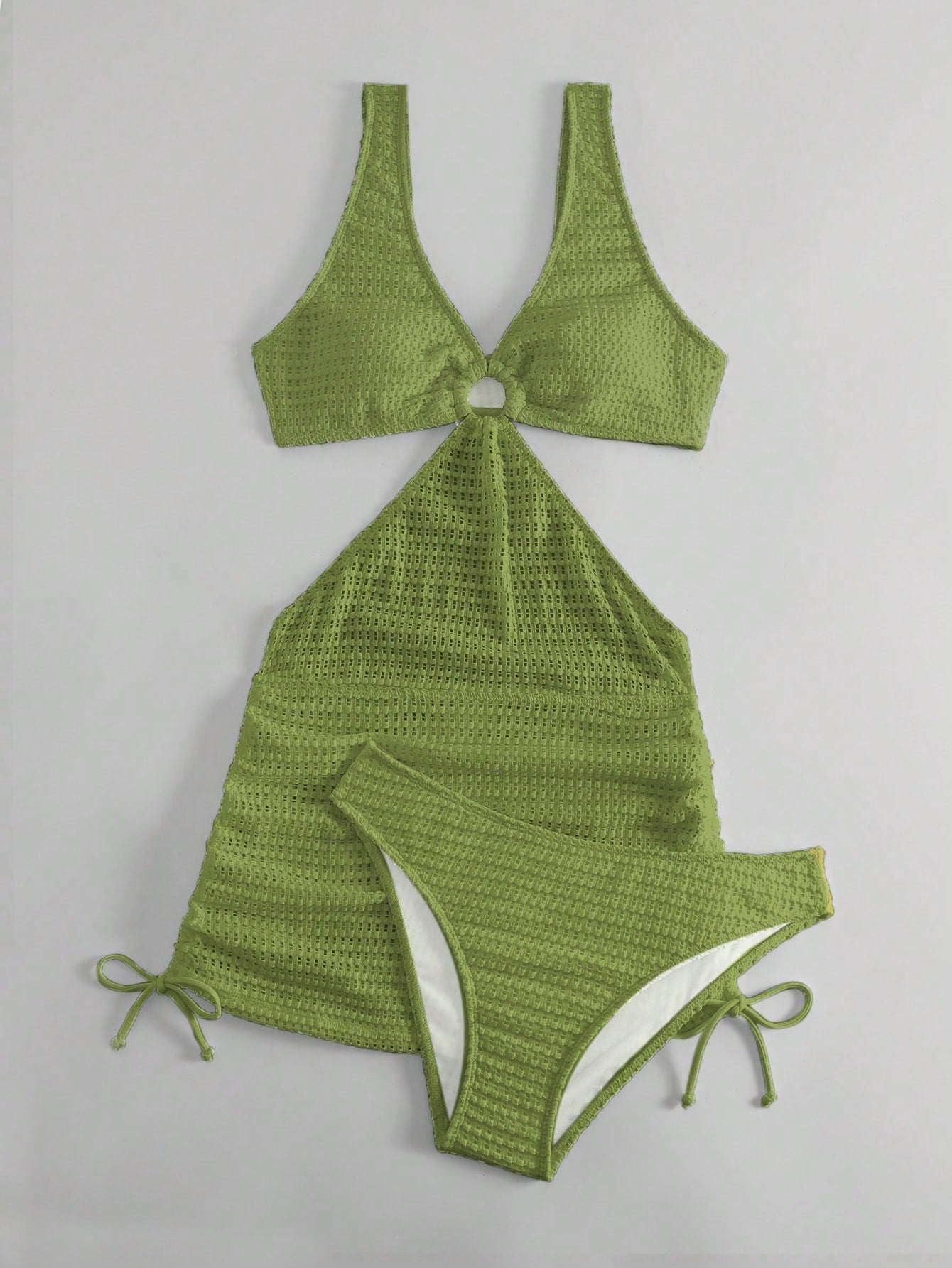 Swim Vcay Women's Solid Color Hollow Out Vacation Style Bikini Set