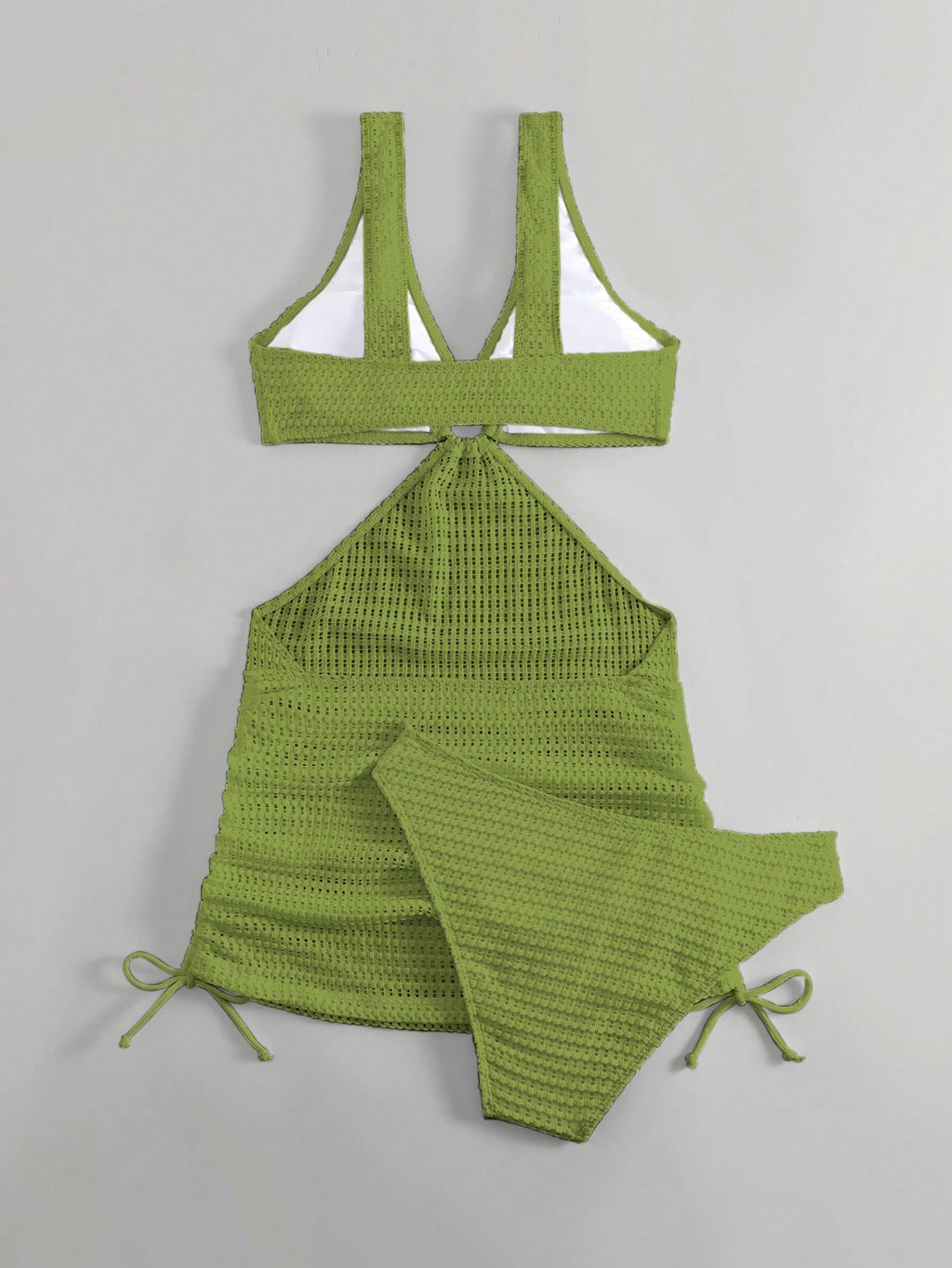 Swim Vcay Women's Solid Color Hollow Out Vacation Style Bikini Set