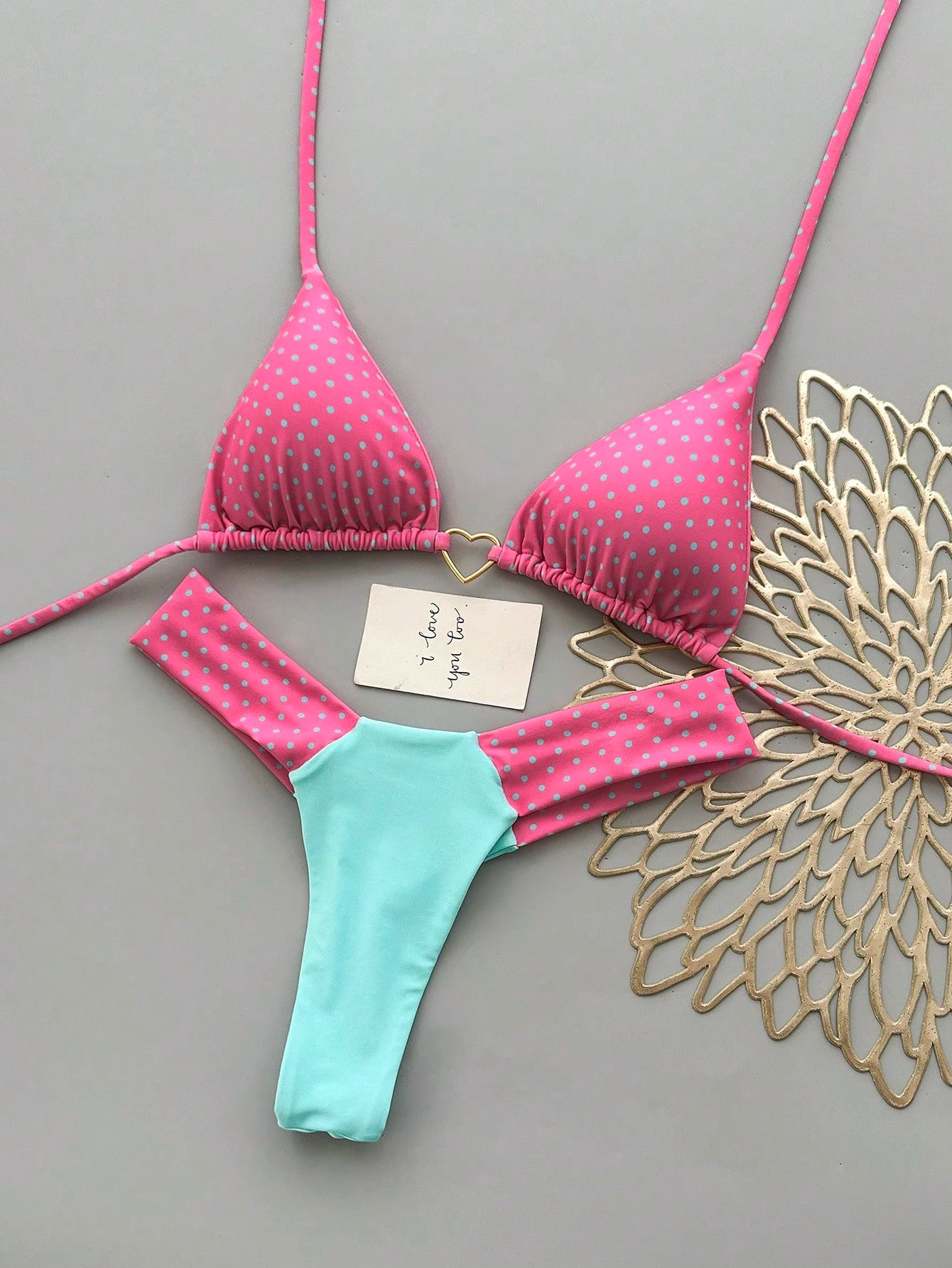 2pcs Bohemian Floral Tie-Dye Trim Bikini Swimwear, High-Waisted Beach