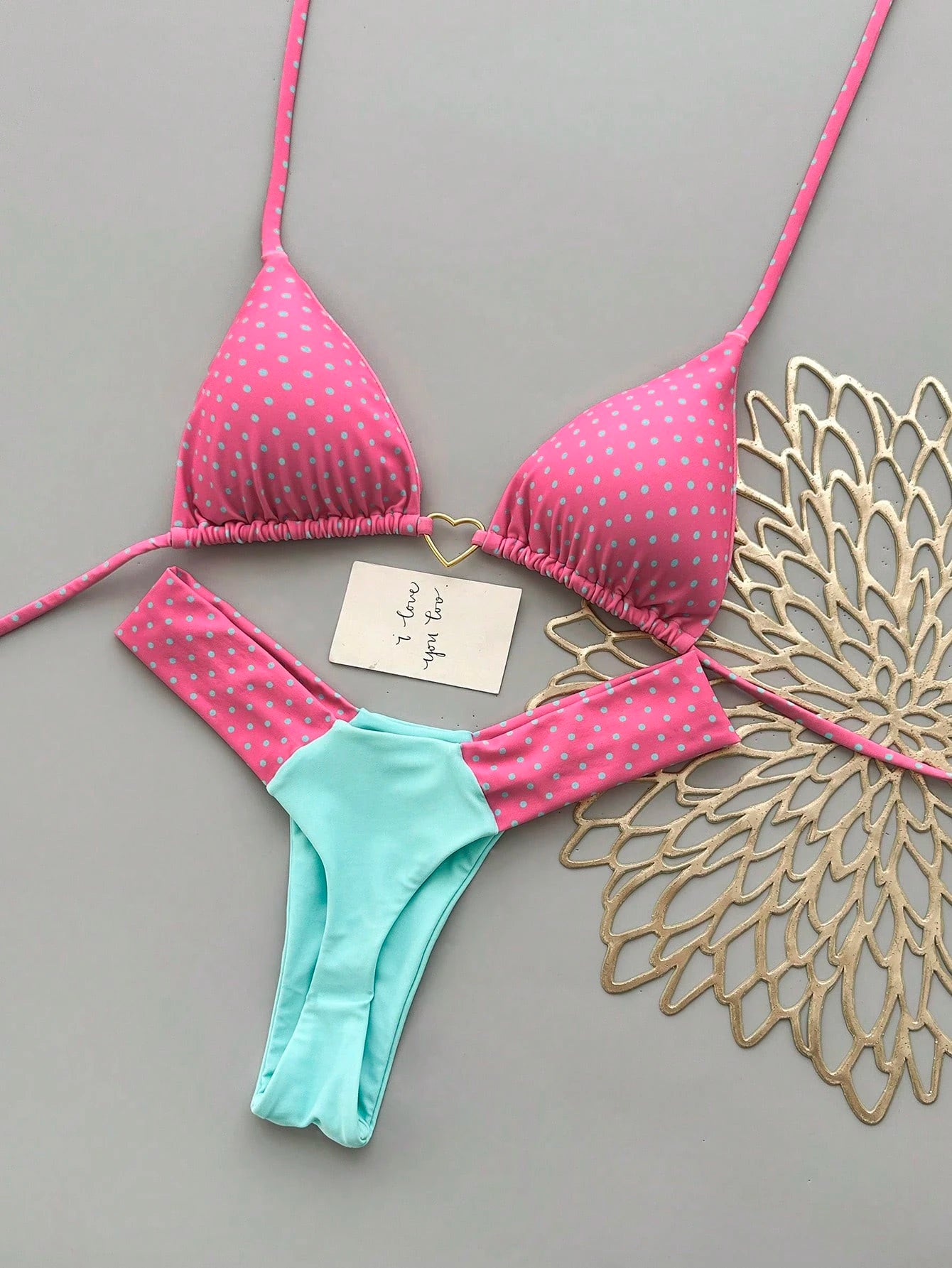 2pcs Bohemian Floral Tie-Dye Trim Bikini Swimwear, High-Waisted Beach Set Vacation Summer - image 3