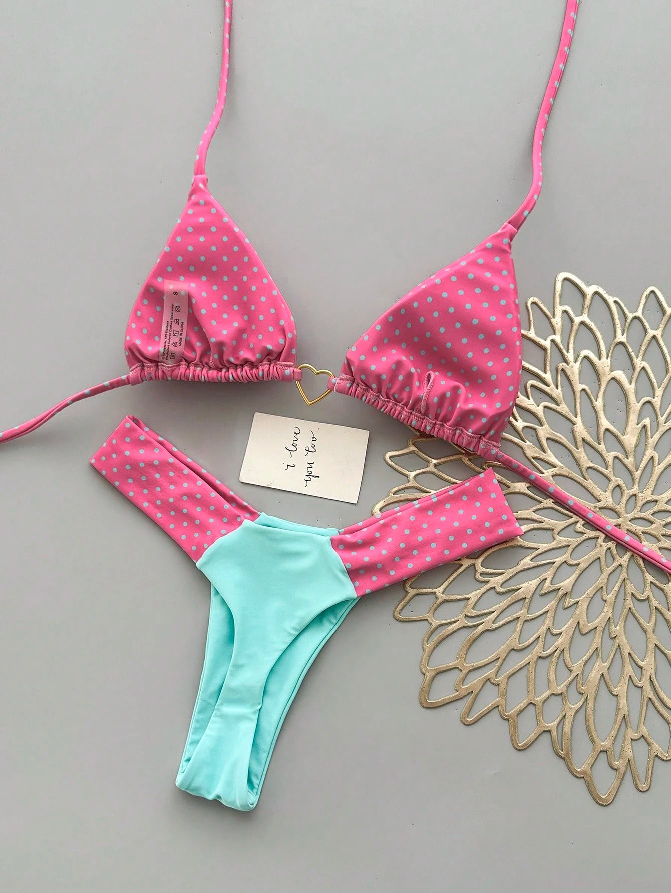 2pcs Bohemian Floral Tie-Dye Trim Bikini Swimwear, High-Waisted Beach Set Vacation Summer - image 4