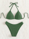 Swim Basics Summer Beach Solid Bikini Set Push Up Bra & Bikini Bottom