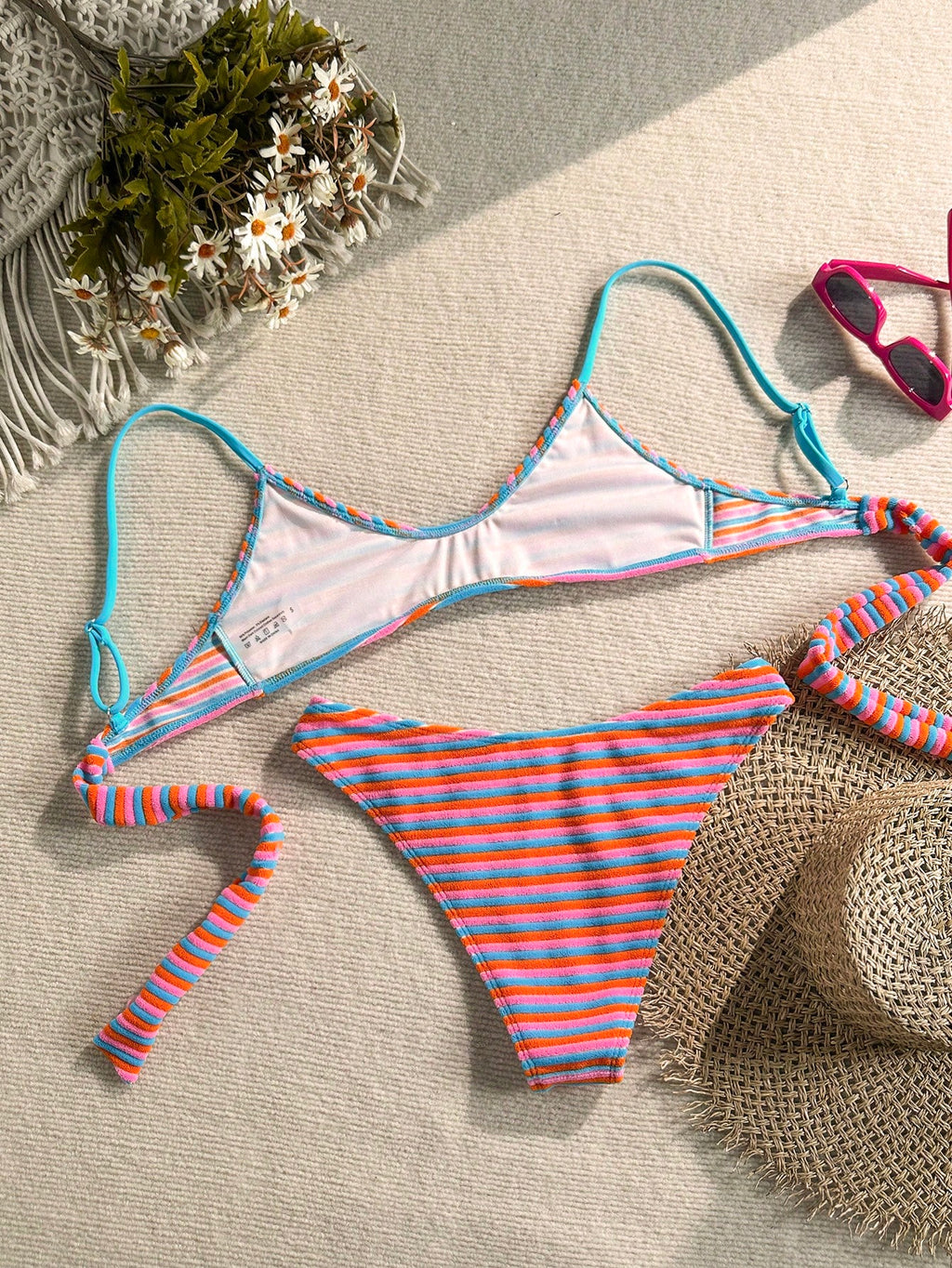 Swim Mod Summer Beach Women 2 Pieces Set Green Special Texture Fabric