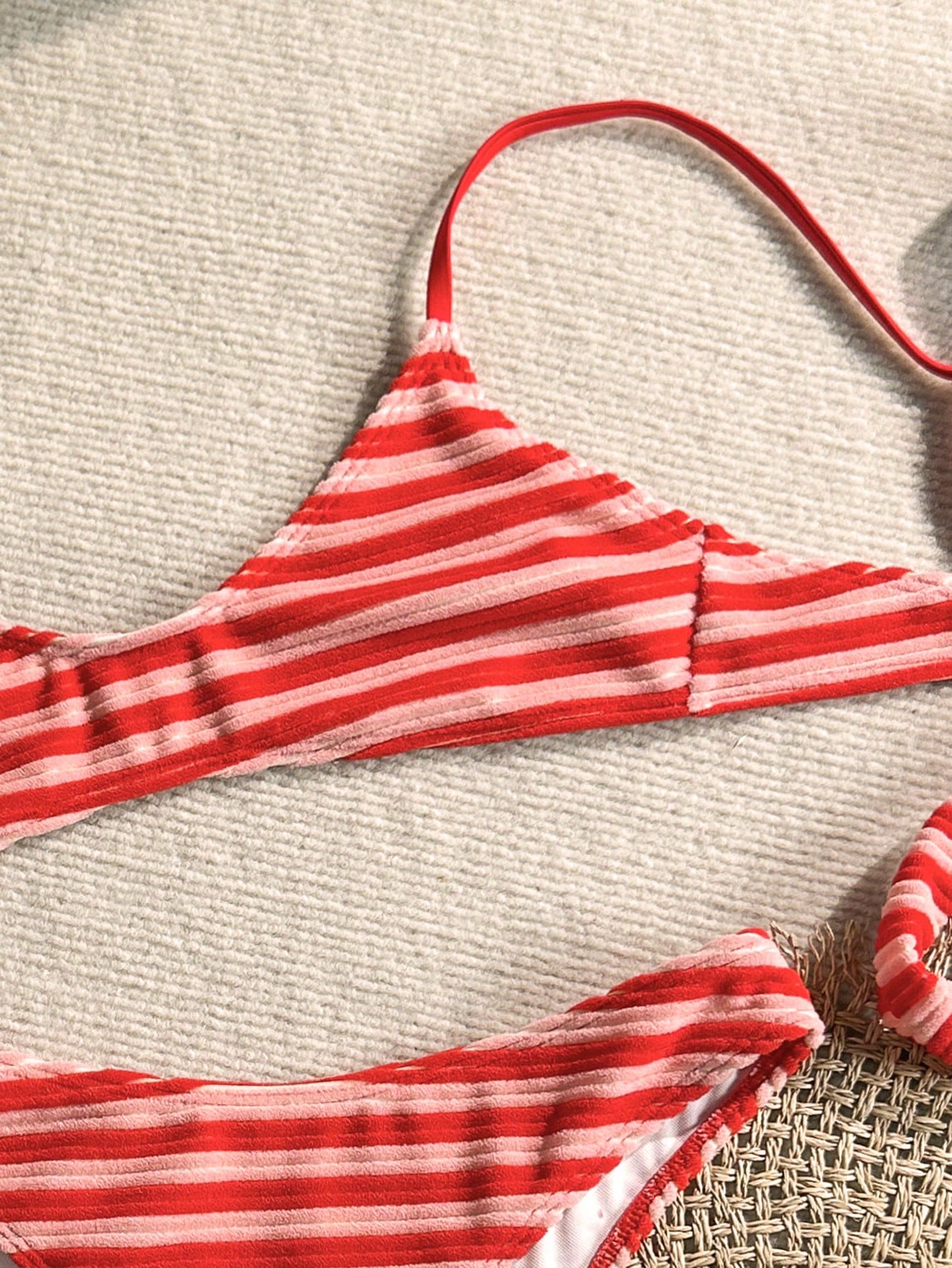 Swim Mod Summer Beach Women 2 Pieces Set Green Special Texture Fabric