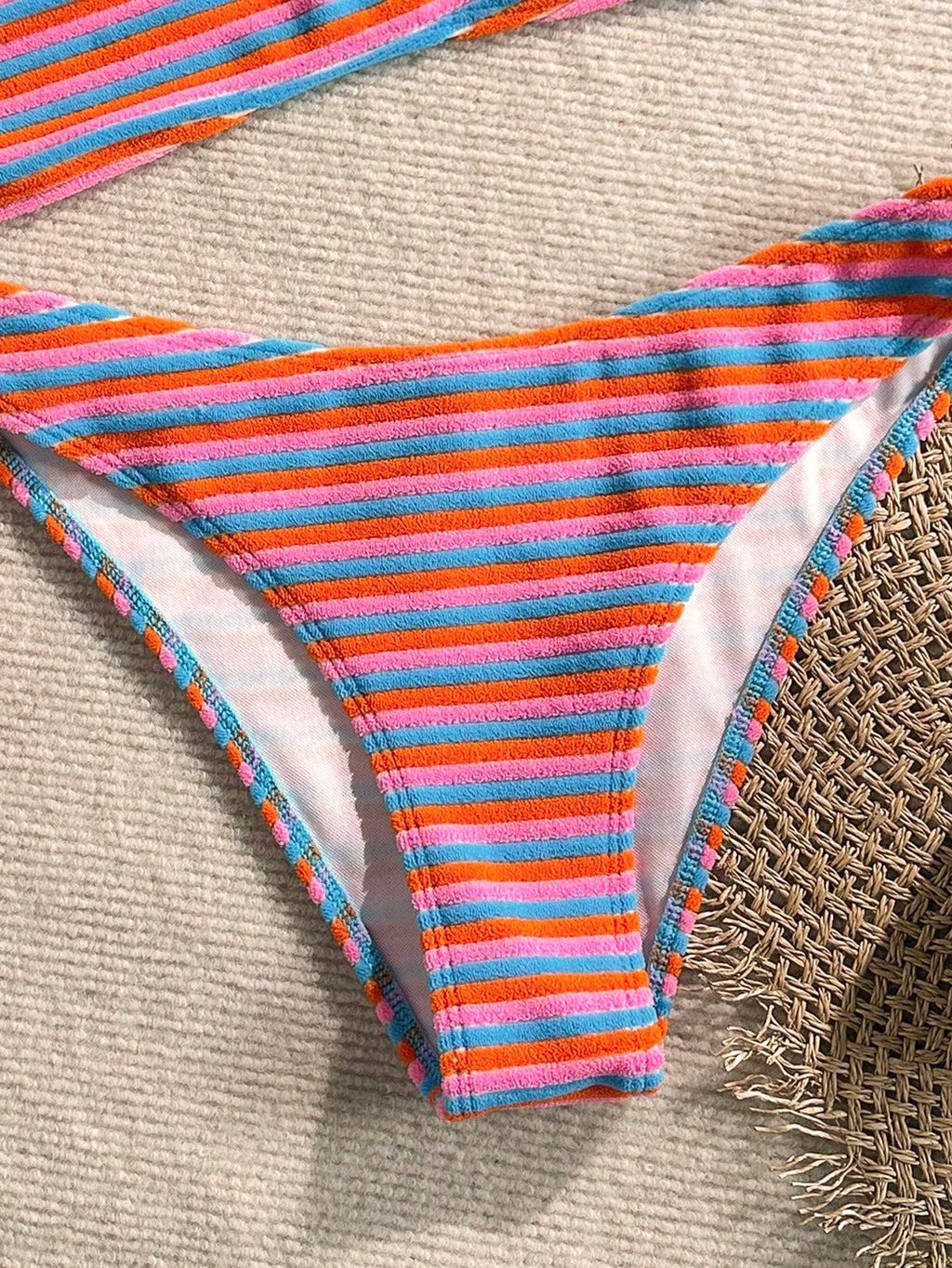 Swim Mod Summer Beach Women 2 Pieces Set Green Special Texture Fabric