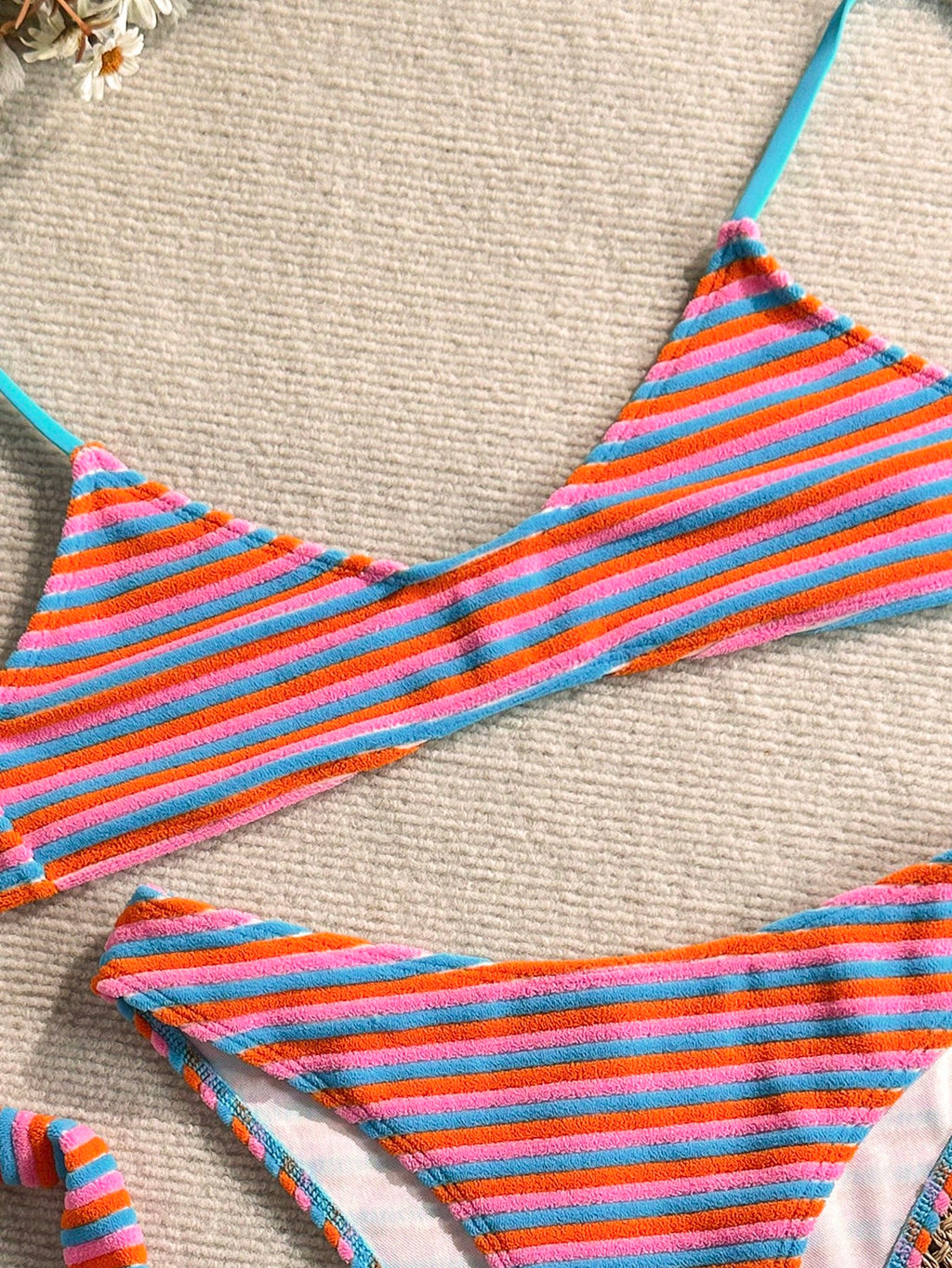 Swim Mod Summer Beach Women 2 Pieces Set Green Special Texture Fabric
