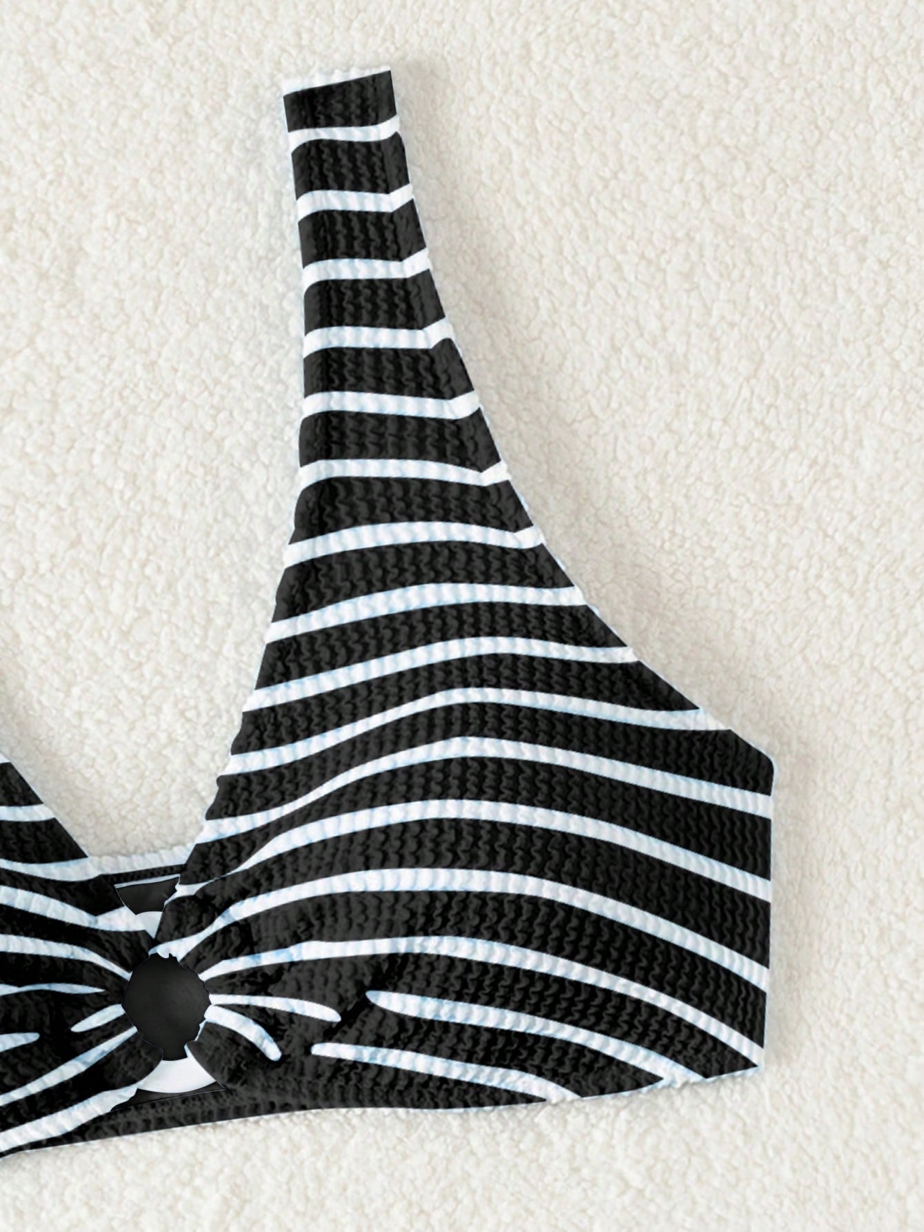Swim Vcay Women's Striped Circular Ring Connected Sexy Bikini Set For