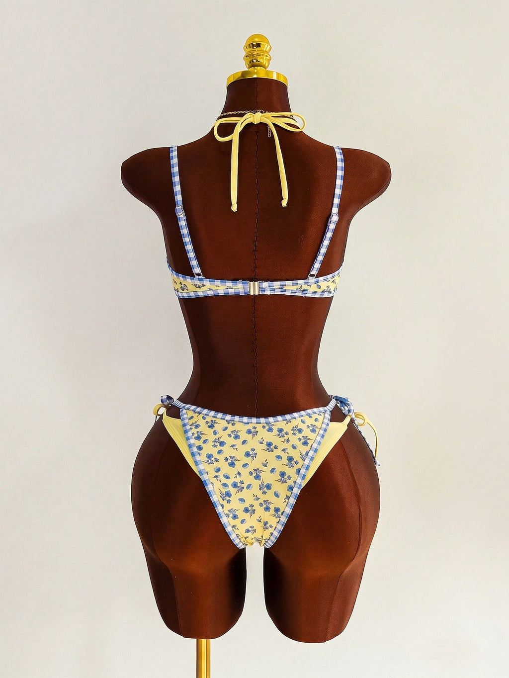 Swim Mod Women's Cute Yellow Floral Print 2 Pieces Bikini Set,