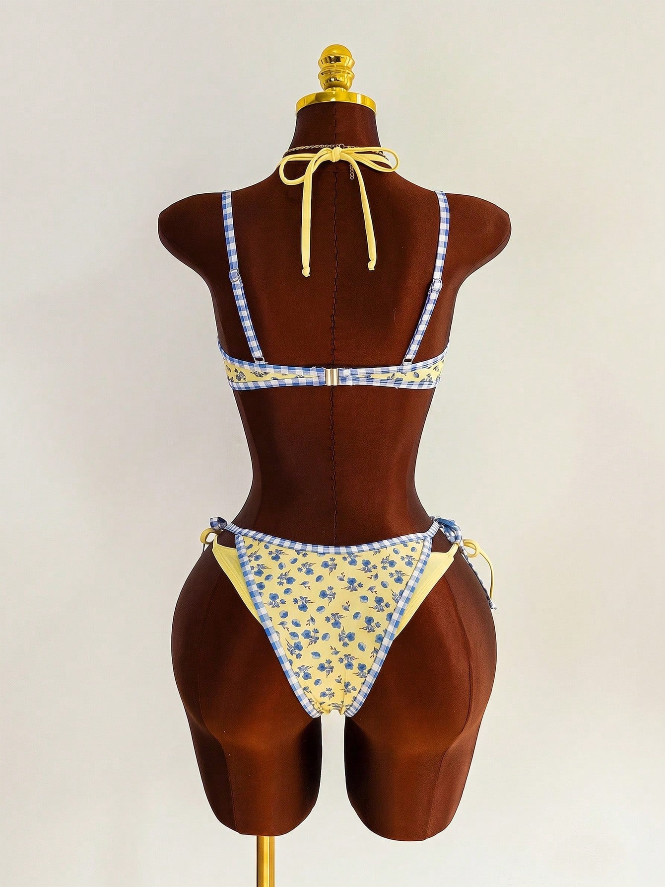 Swim Mod Women's Cute Yellow Floral Print 2 Pieces Bikini Set,