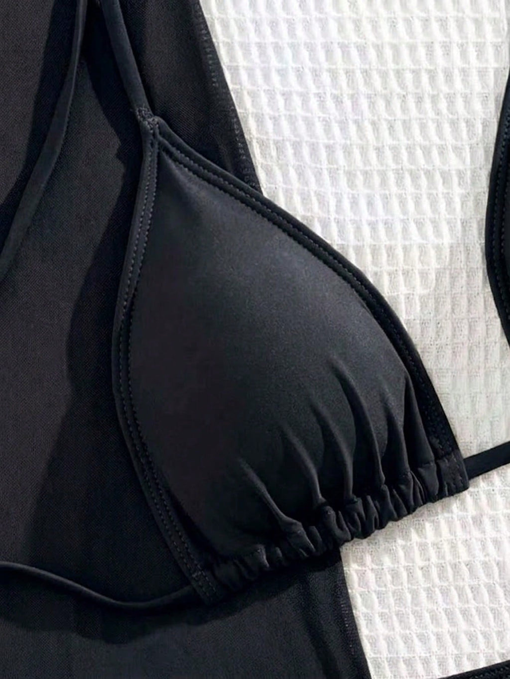 2026 New 3pcs Brown Swimwear Set For Women, Spaghetti Strap Bikini With Mesh Cov