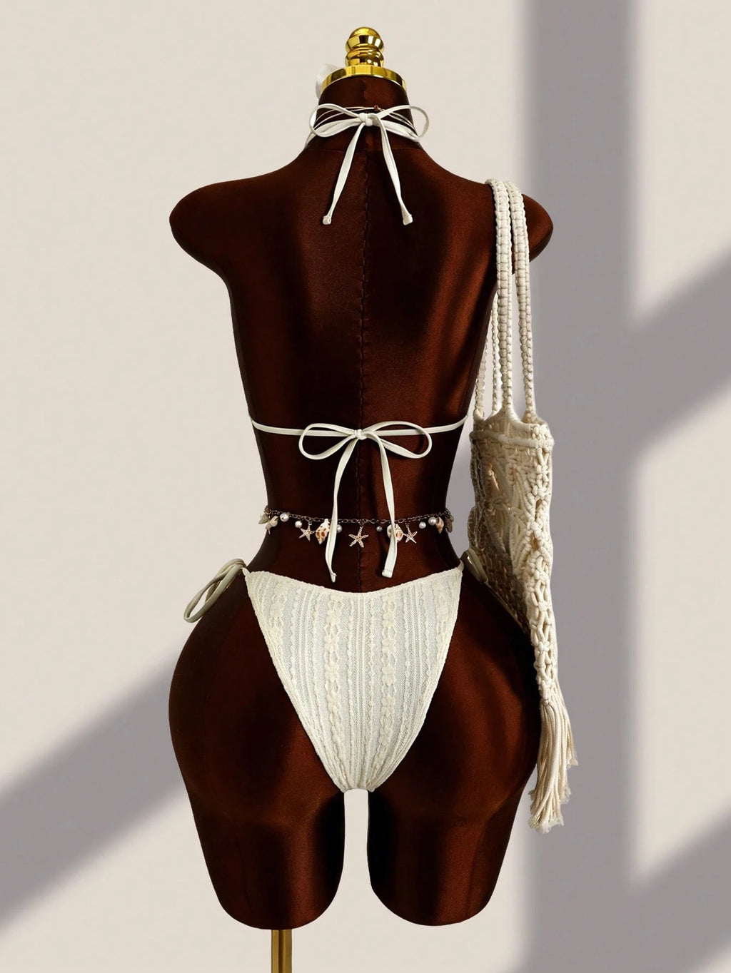 Swim SXY 3pcs Retro Printed Halter Bikini Set, Including Bandage Pants, Mesh Mini Skirt, Fashionable & Sexy - image 7