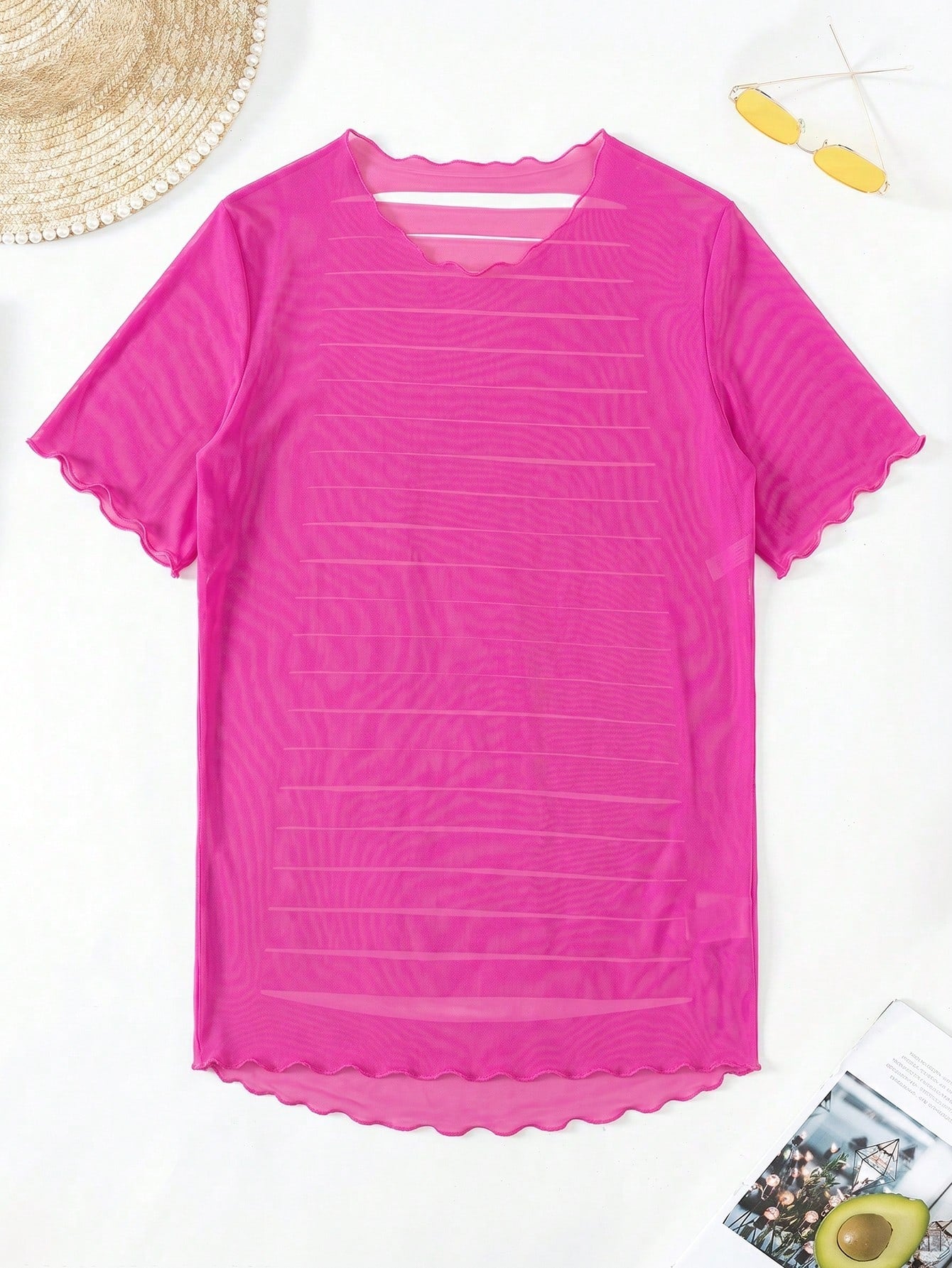 Swim SXY Summer Beach Solid Ripped Mesh Cover Up - image 17