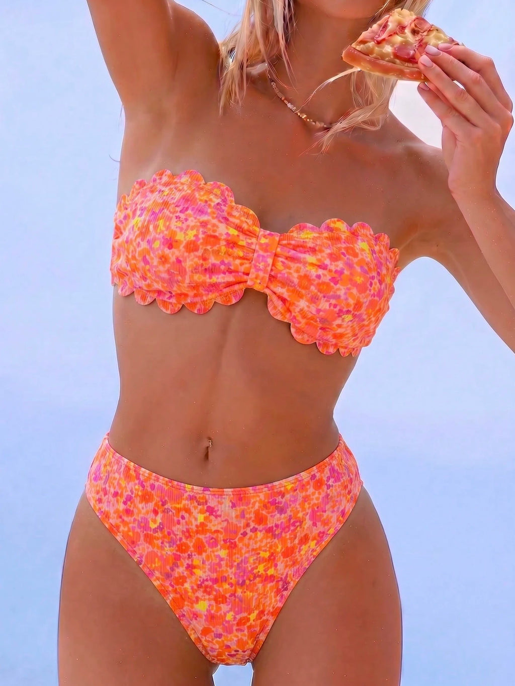 Swim Mod Women's Swimwear, Teenage Girl, Cutout Floral Trim,