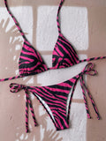 Swim Vcay Women's Zebra Print Swimwear Set For Summer Beach Vacation