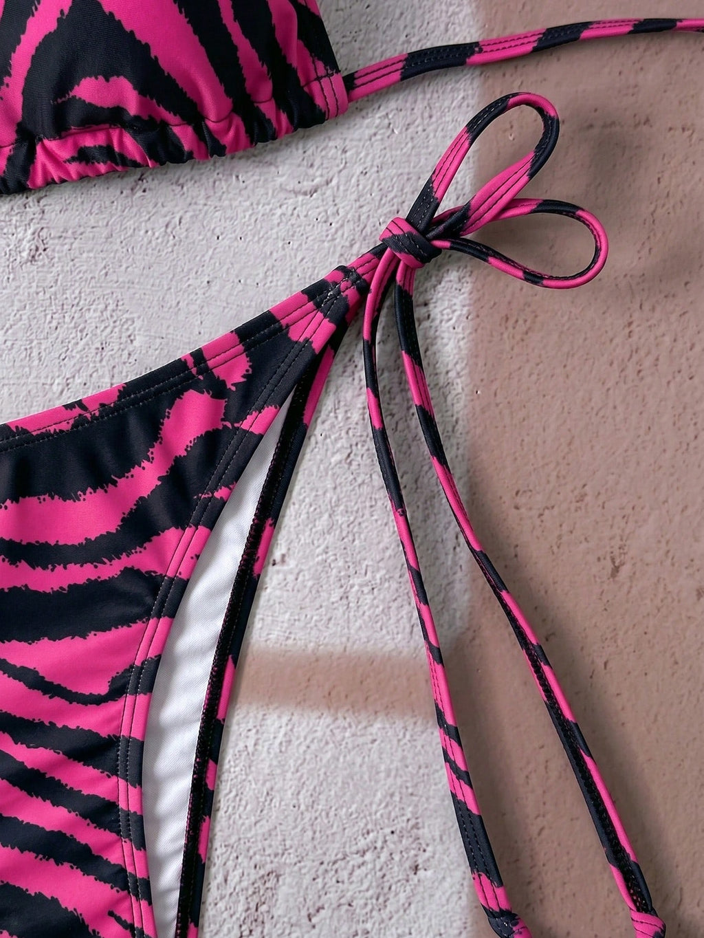 Swim Vcay Women's All-Over Print Halter Twist Front Bikini Set Zebra