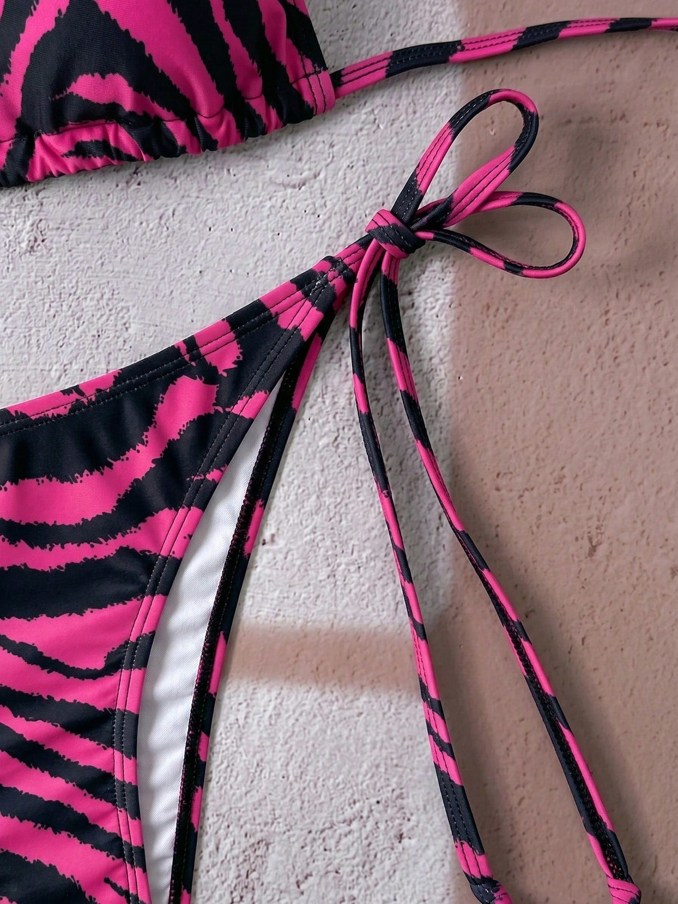 Swim Vcay Women's All-Over Print Halter Twist Front Bikini Set Zebra