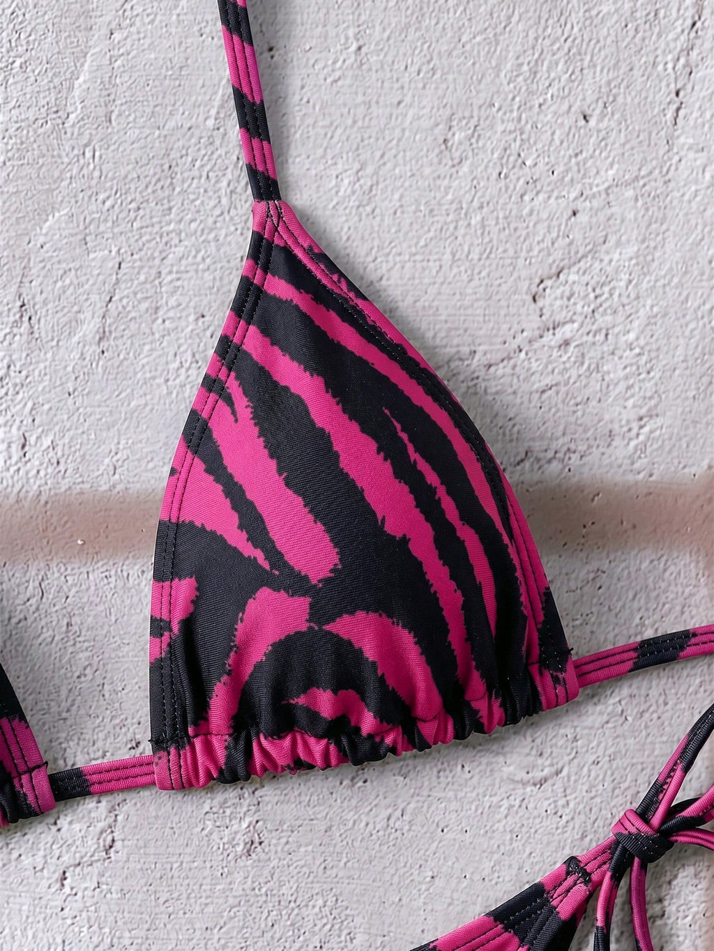 Swim Vcay Women's All-Over Print Halter Twist Front Bikini Set Zebra