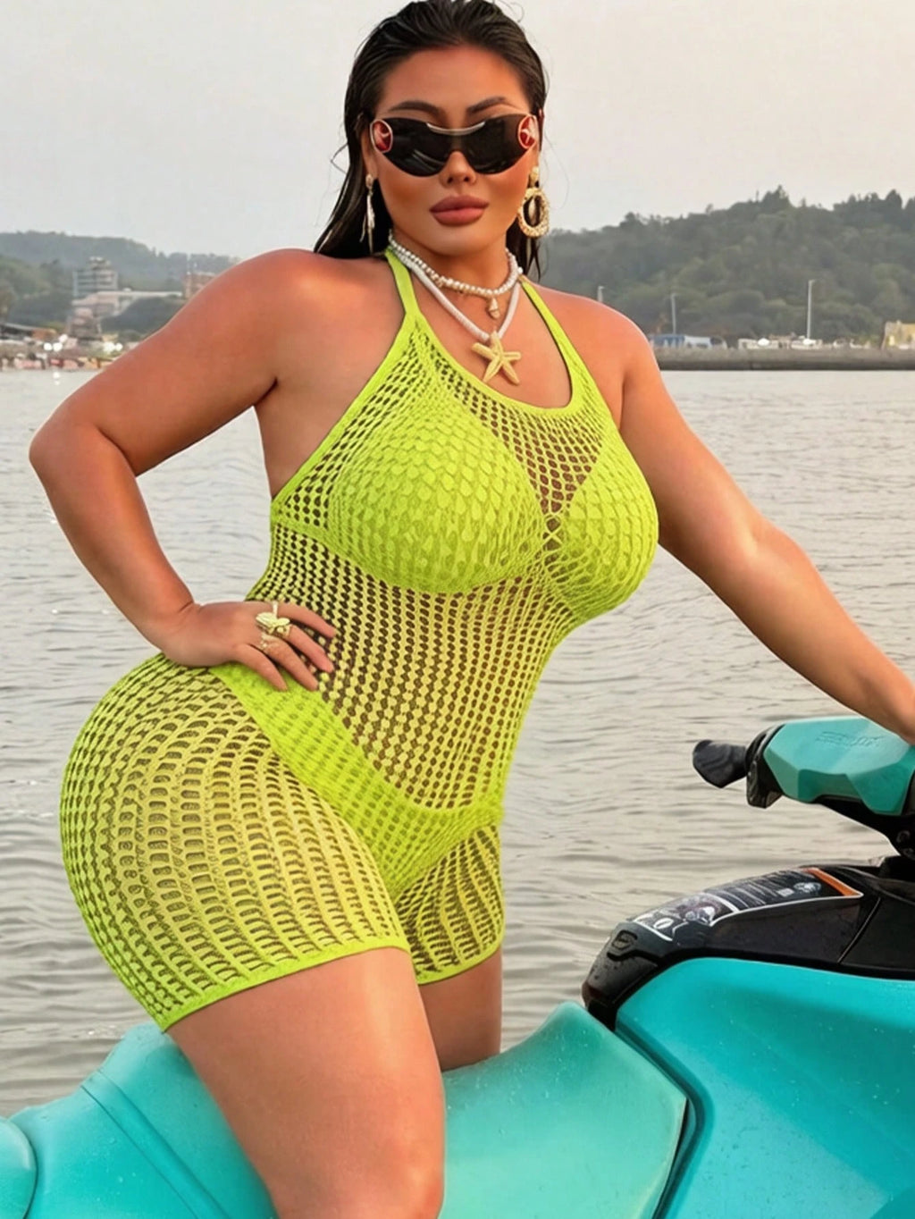 Swim SXY 2026 New Sexy & Romantic High Elasticity Knit Halter Sleeveless Black Plus Size Cover Up - image 10