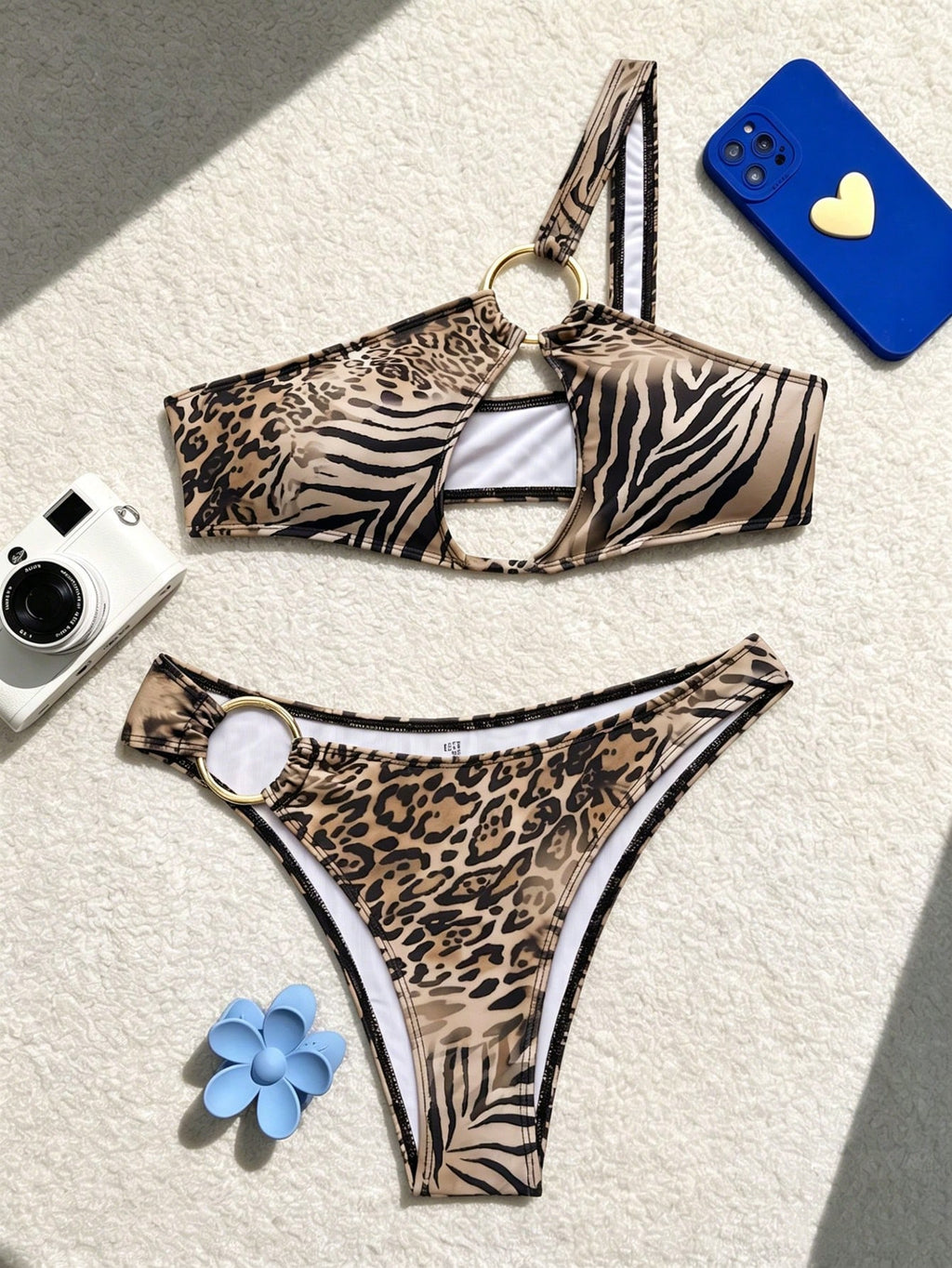 Swim SXY 2025 Leopard Print Hollow Sexy Women Bikini Set For Beach Vacation (Random Print) Summer - image 2