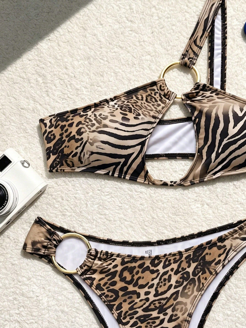 Swim SXY 2025 Leopard Print Hollow Sexy Women Bikini Set For Beach Vacation (Random Print) Summer - image 4