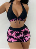 Swim SXY Summer Beach Tropical Print Halter Bikini Set