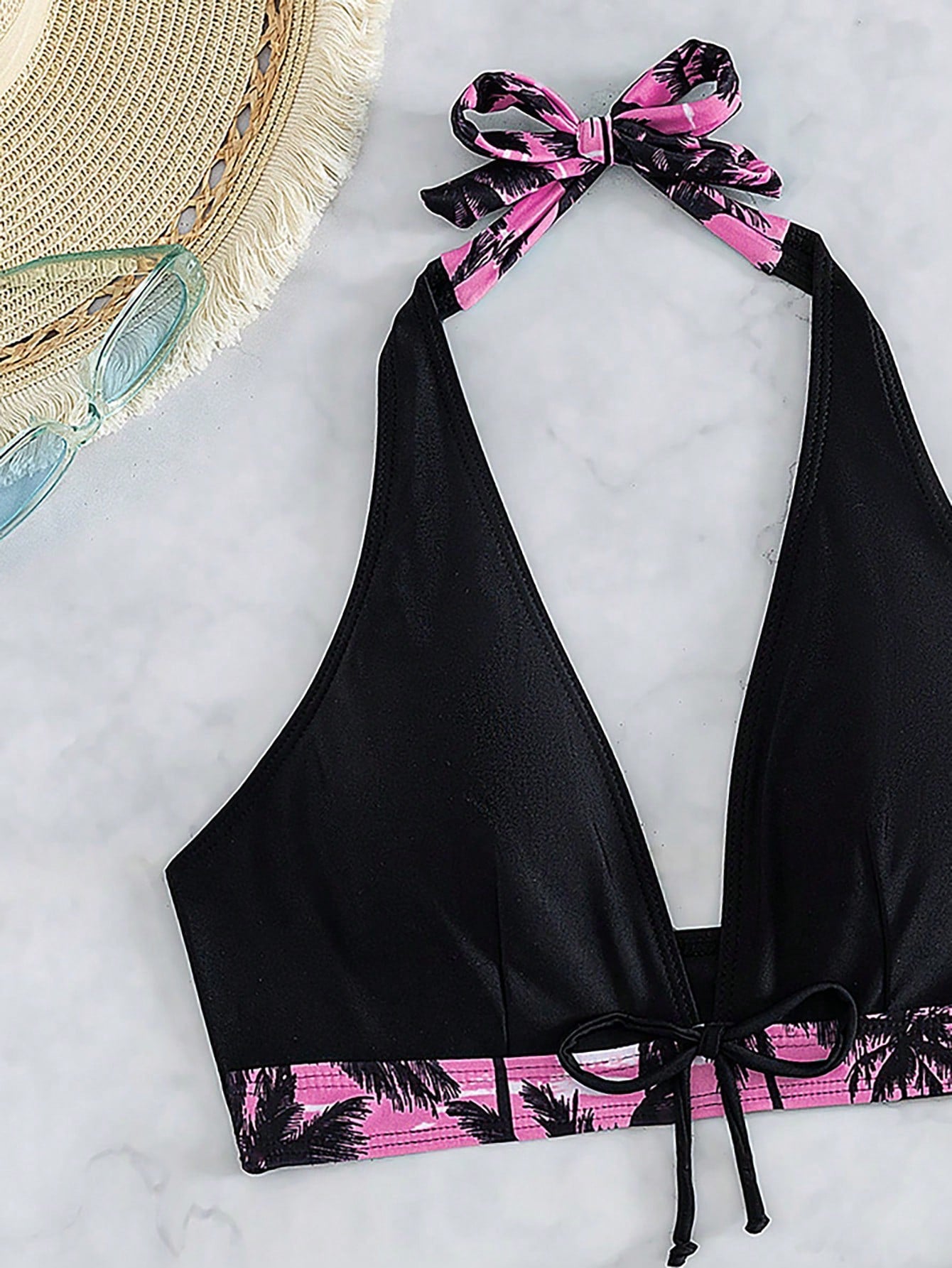Swim SXY Summer Beach Tropical Print Halter Bikini Set
