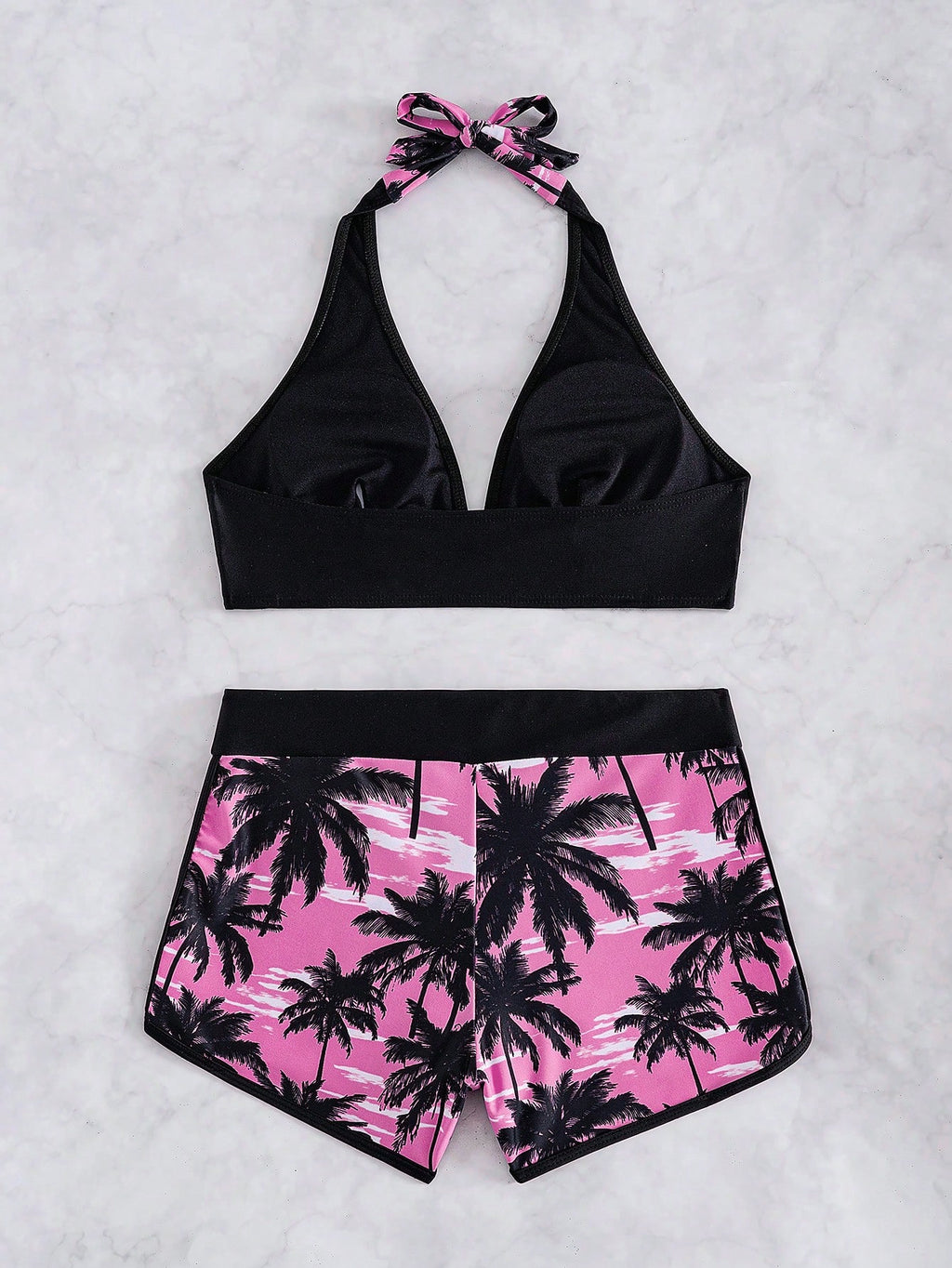 Swim SXY Summer Beach Tropical Print Halter Bikini Set