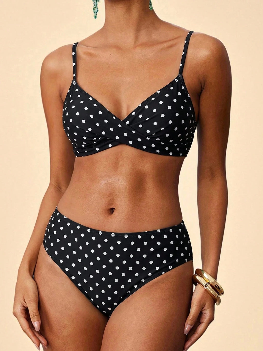 Travachic Women's Blue Gingham Bikini Set With Straps Beach Pool