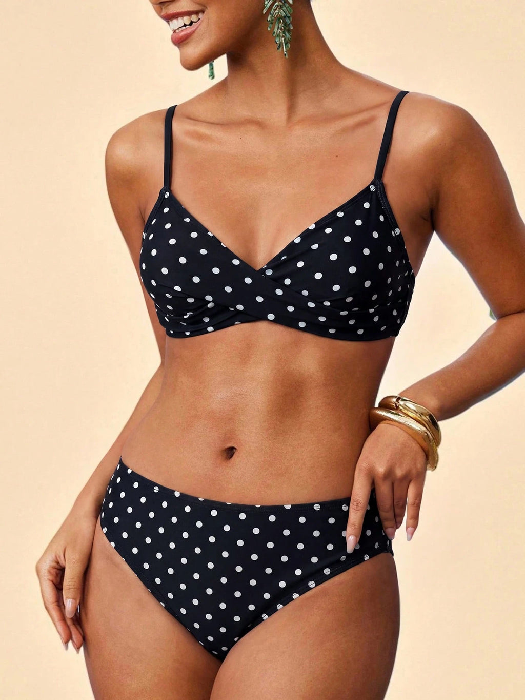 Travachic Women's Blue Gingham Bikini Set With Straps Beach Pool