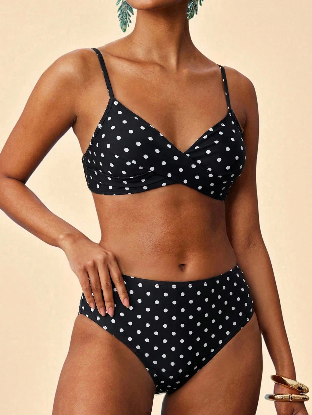 Travachic Women's Blue Gingham Bikini Set With Straps Beach Pool