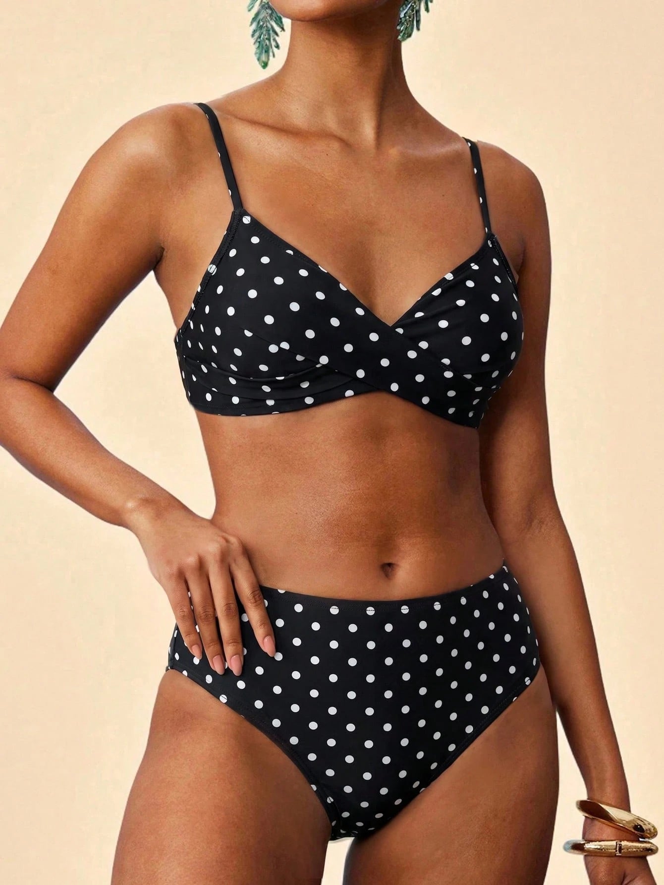 Travachic Women's Blue Gingham Bikini Set With Straps Beach Pool