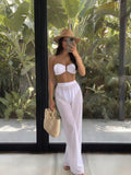 Costavie 3pcs/Set New Yellow Bandeau Top, Triangle Bottoms, And Mesh Beach Pants