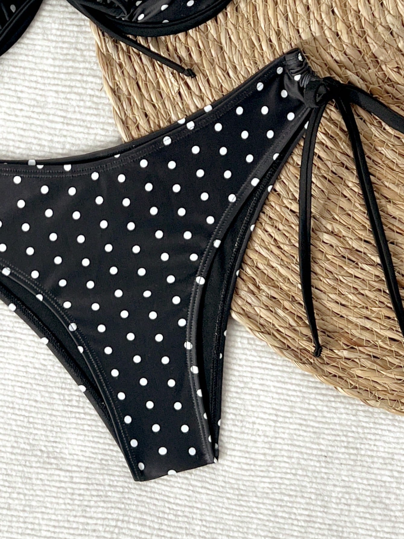 Swim Mod Women's Black And White Polka Dot Bikini Set,Underwire