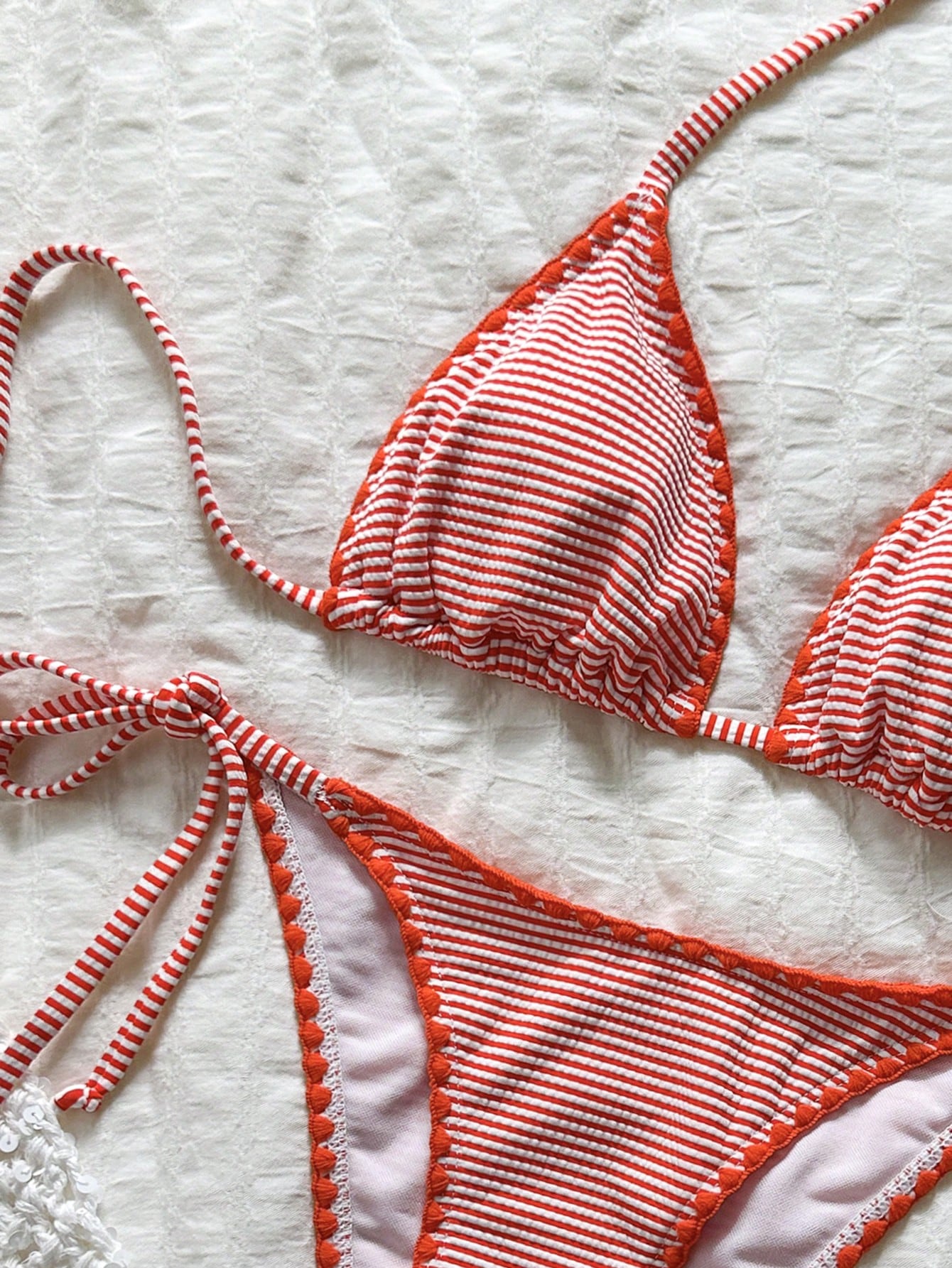 Swim Mod Women's Plaid Jacquard Halter Bikini Set, Spring/Summer