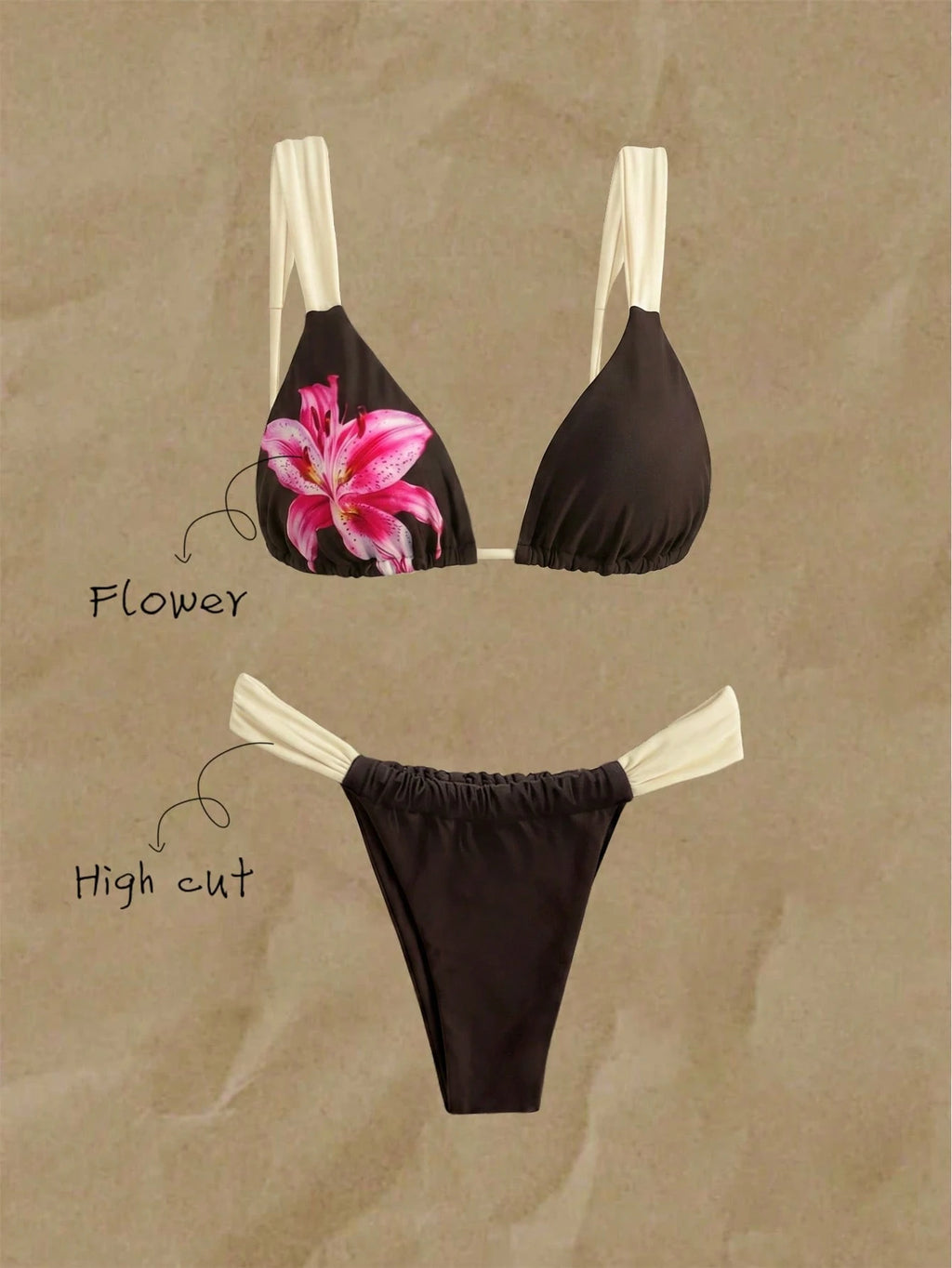Elavelle Women's Summer Beach Leopard Print Sexy Bikini Set, Random