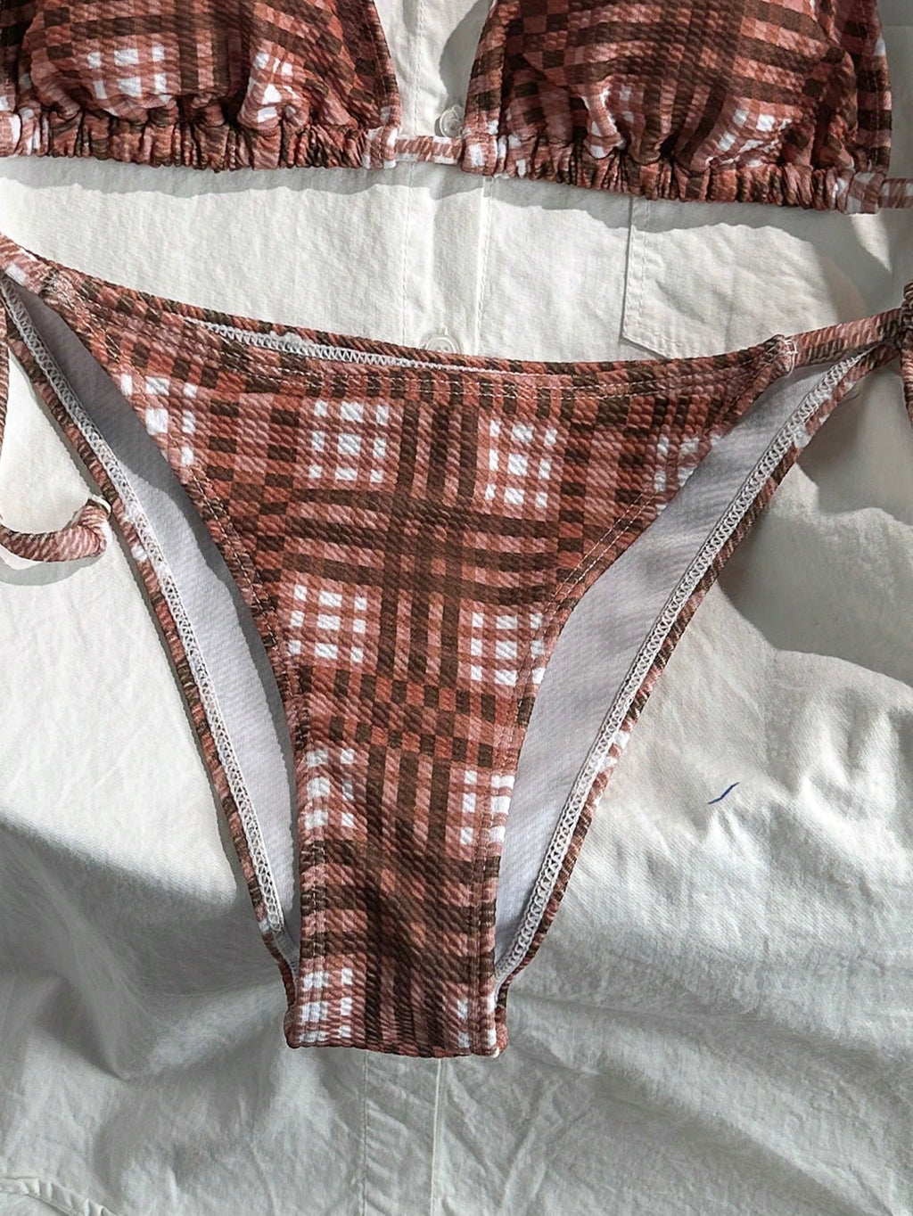 Swim Mod 2pcs/Set Women's Random Plaid Print Spaghetti Strap Sexy