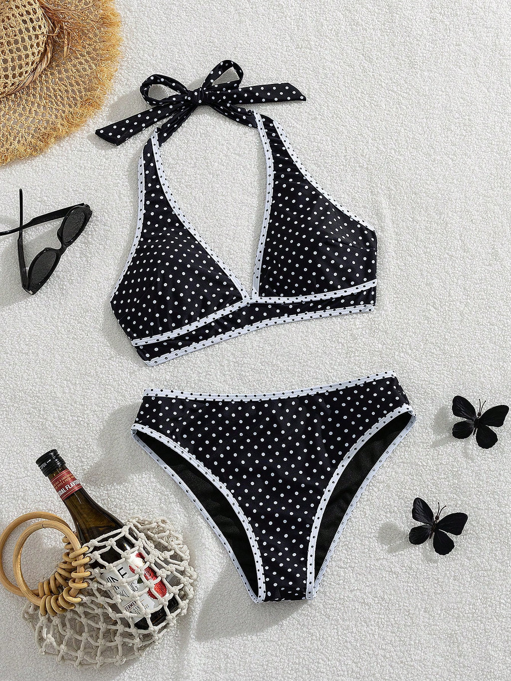 Swim Vcay Women's Summer Vacation Casual Beach Wear Black & White