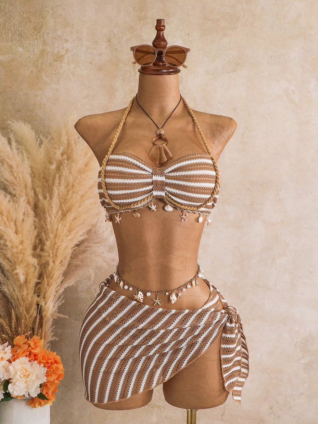 Bellisia Women's Spring/Summer Jacquard Fabric Bandeau Halter Ruched Drawstring