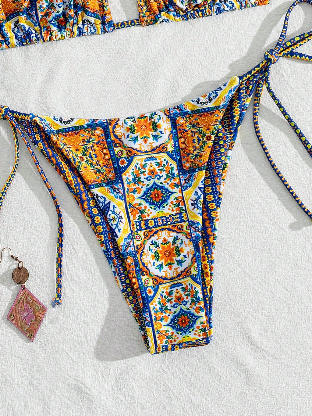 2pcs/Set Women's Cute Random Floral Reversible Camisole Swim Top And